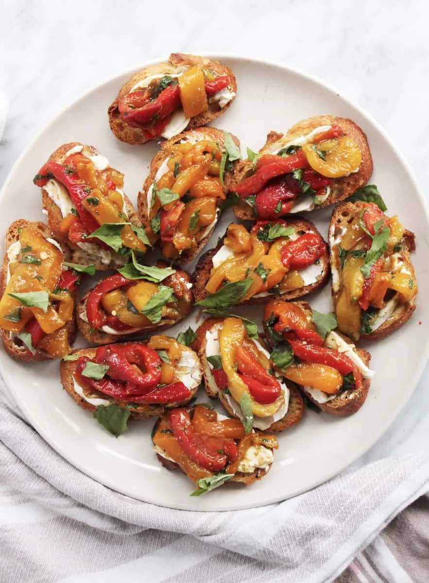 Goat Cheese Roasted Pepper Crostini