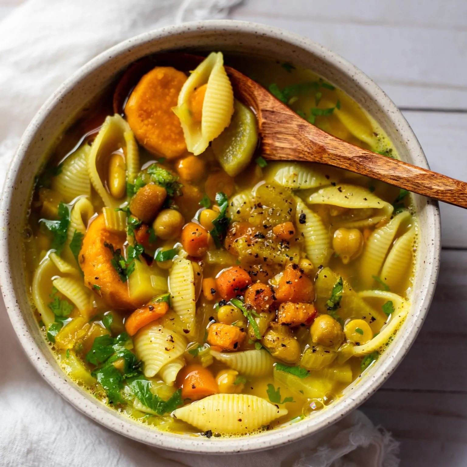 Golden Vegetable Noodle Soup