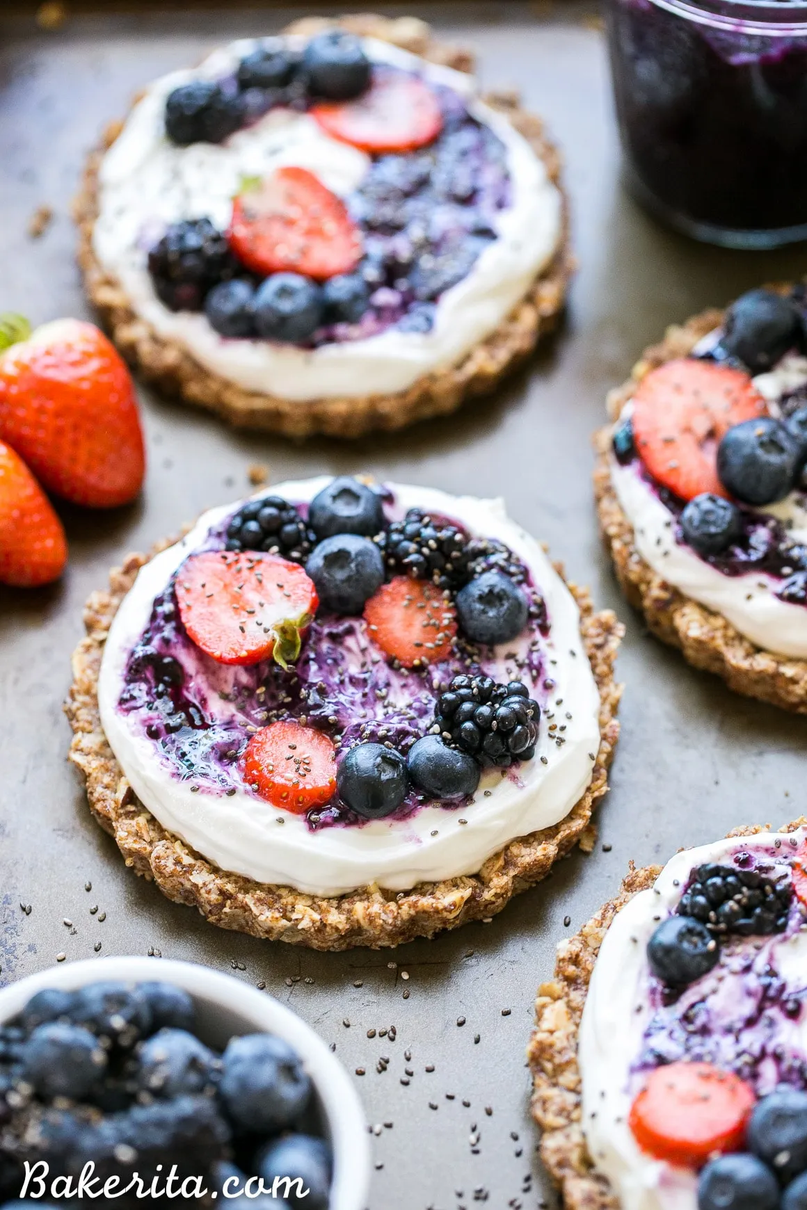 Granola Crust Breakfast Tarts with Greek Yogurt and Berries