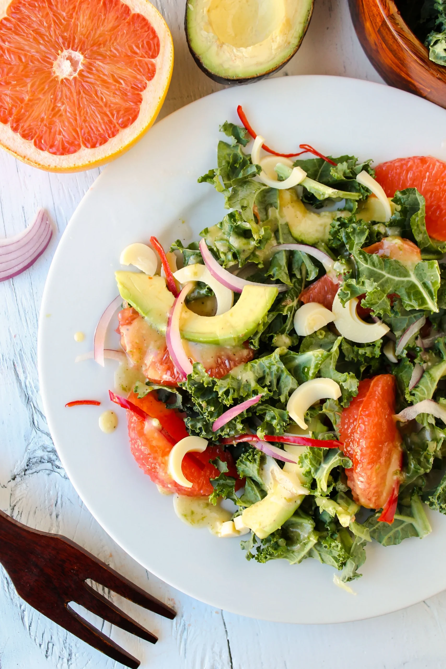 Grapefruit Kale Hearts Palm Salad
