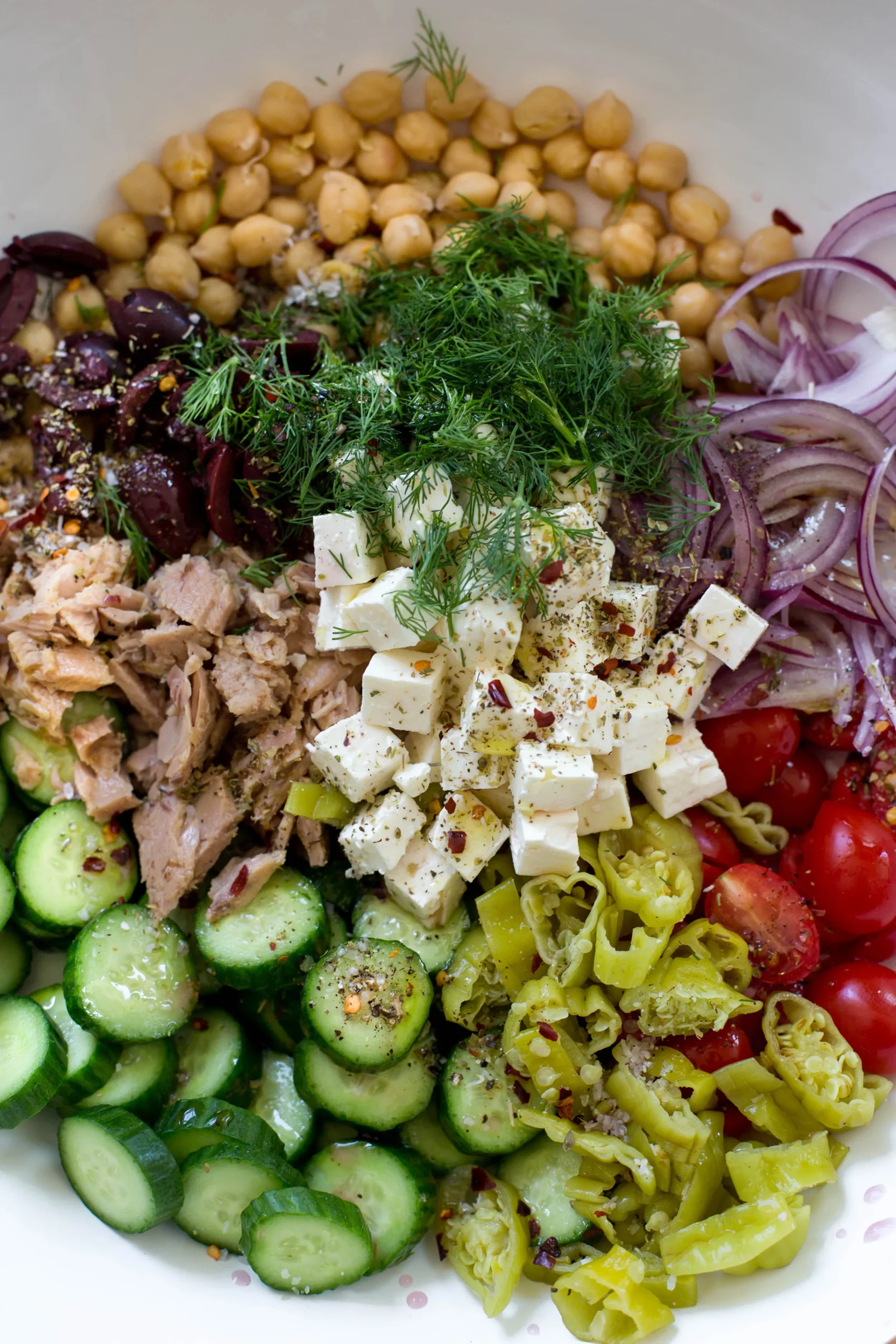 Greek Chickpea Salad with Tuna