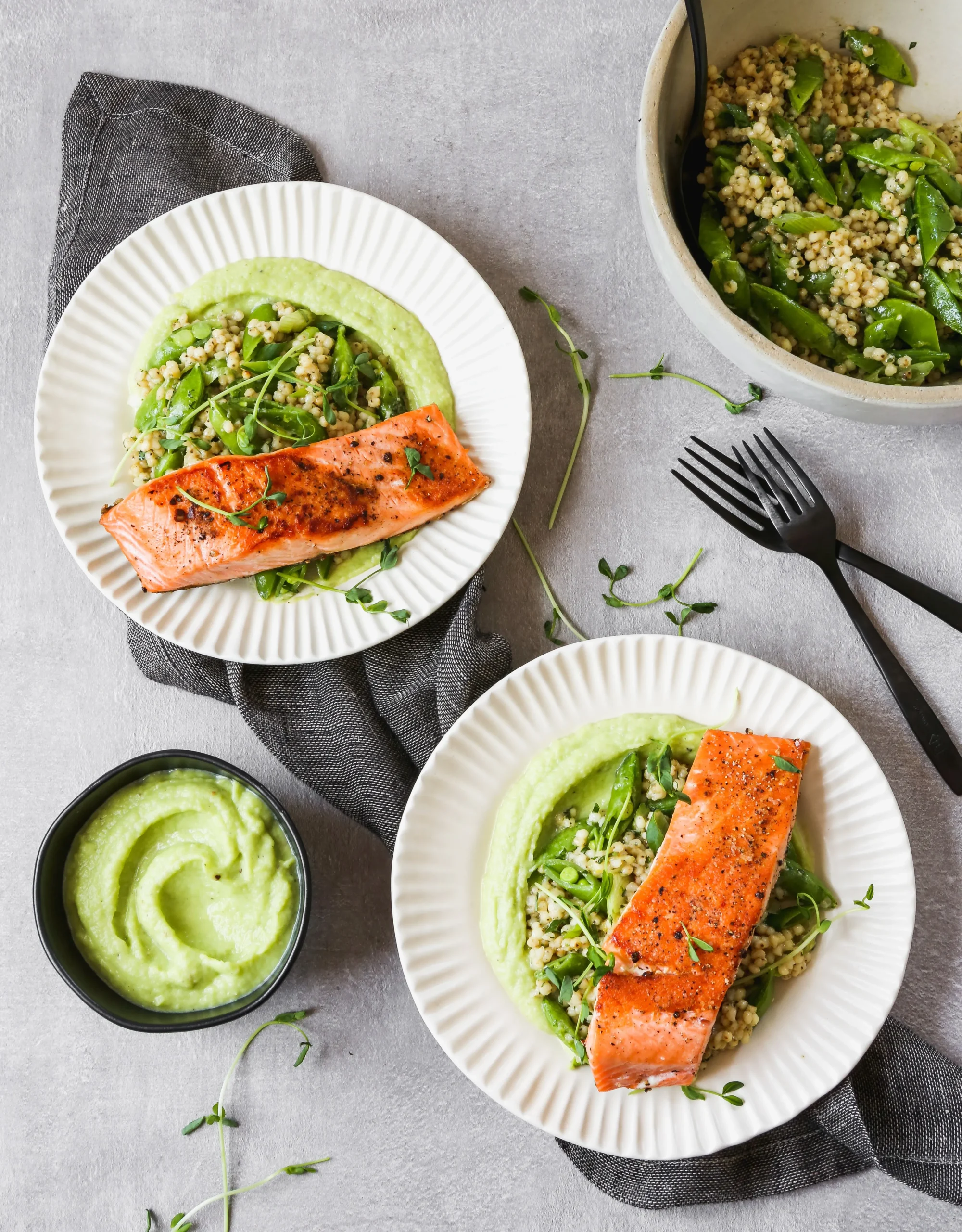Green Soup Seared Salmon