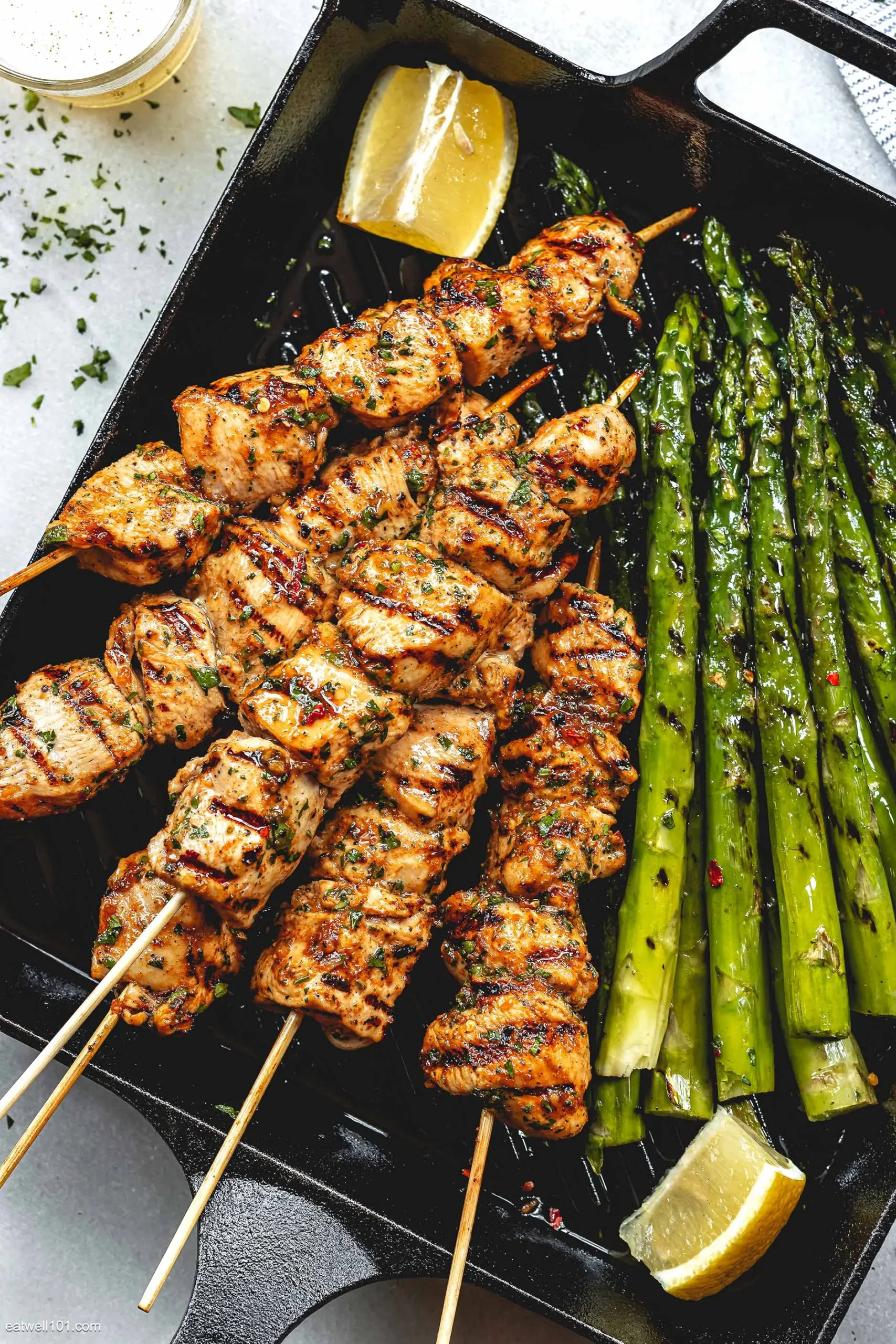 Grilled Chicken Skewers with Leeks