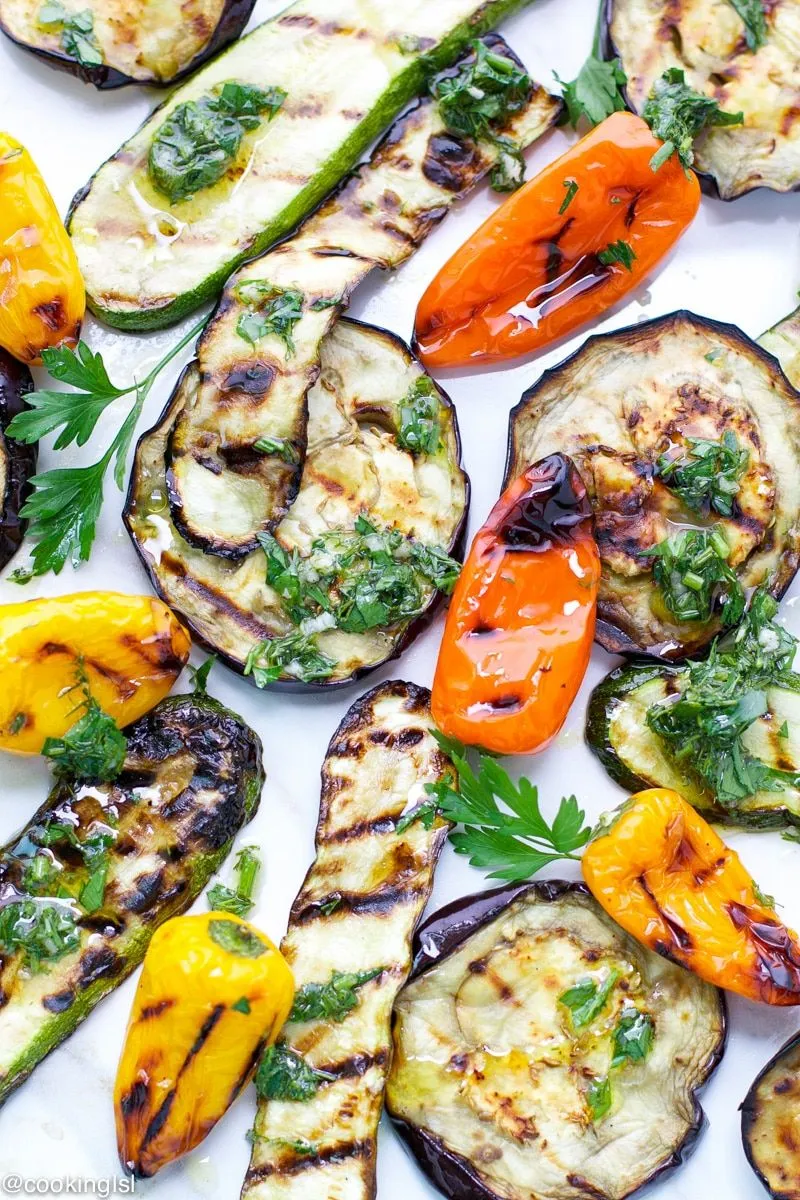 Grilled Eggplant and Vegetables Salad