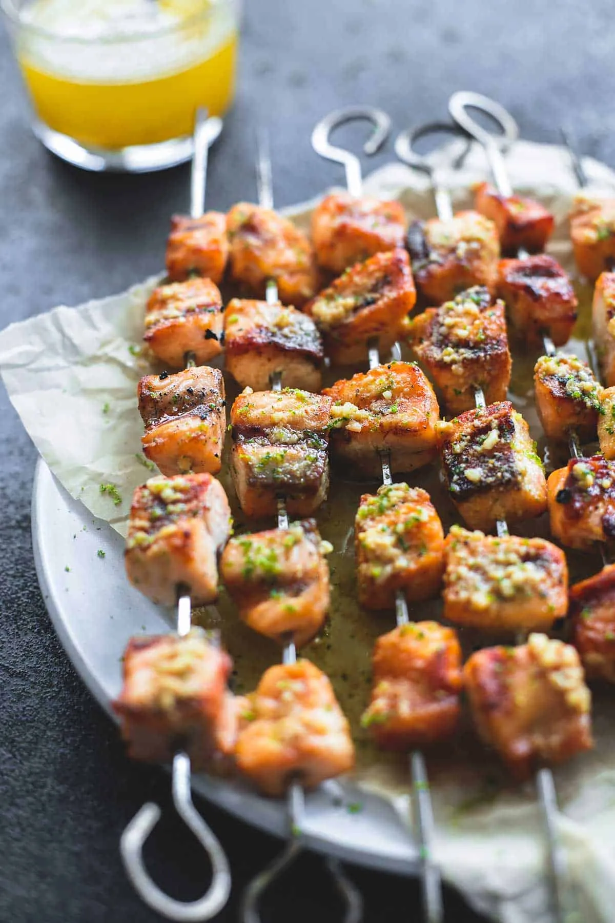 Grilled Lime Butter Salmon Skewers
