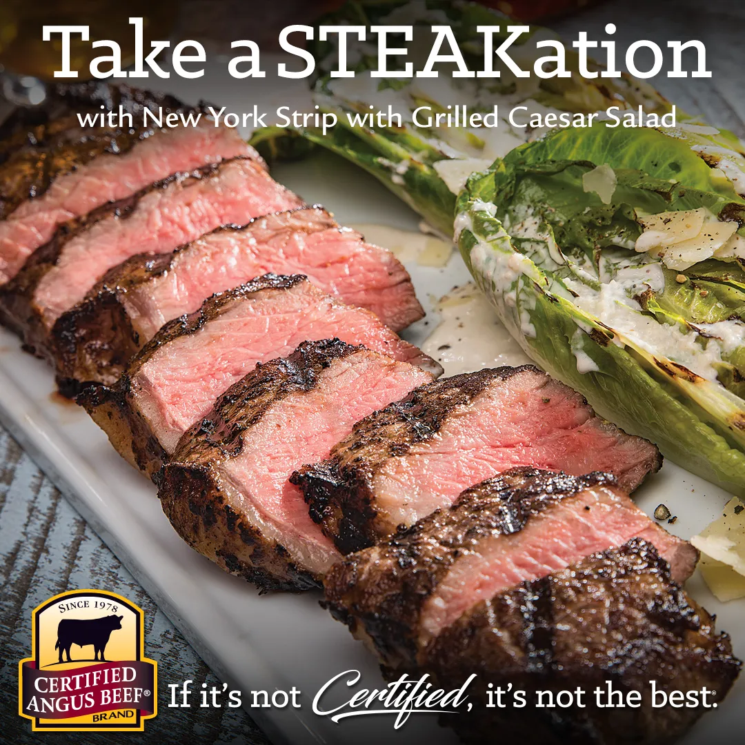 Grilled New York Strip Steaks with Caesar Salad