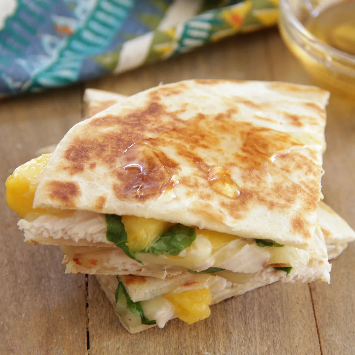 Grilled Peach Fontina Quesadillas with Optional Chicken