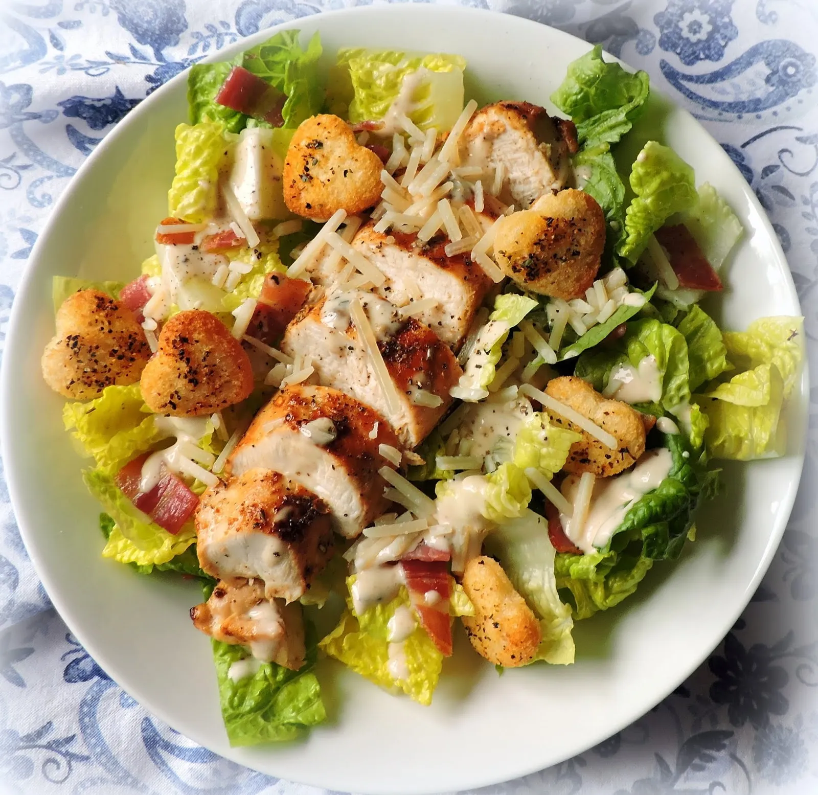 Grilled Romaine Caesar Salad with Chicken