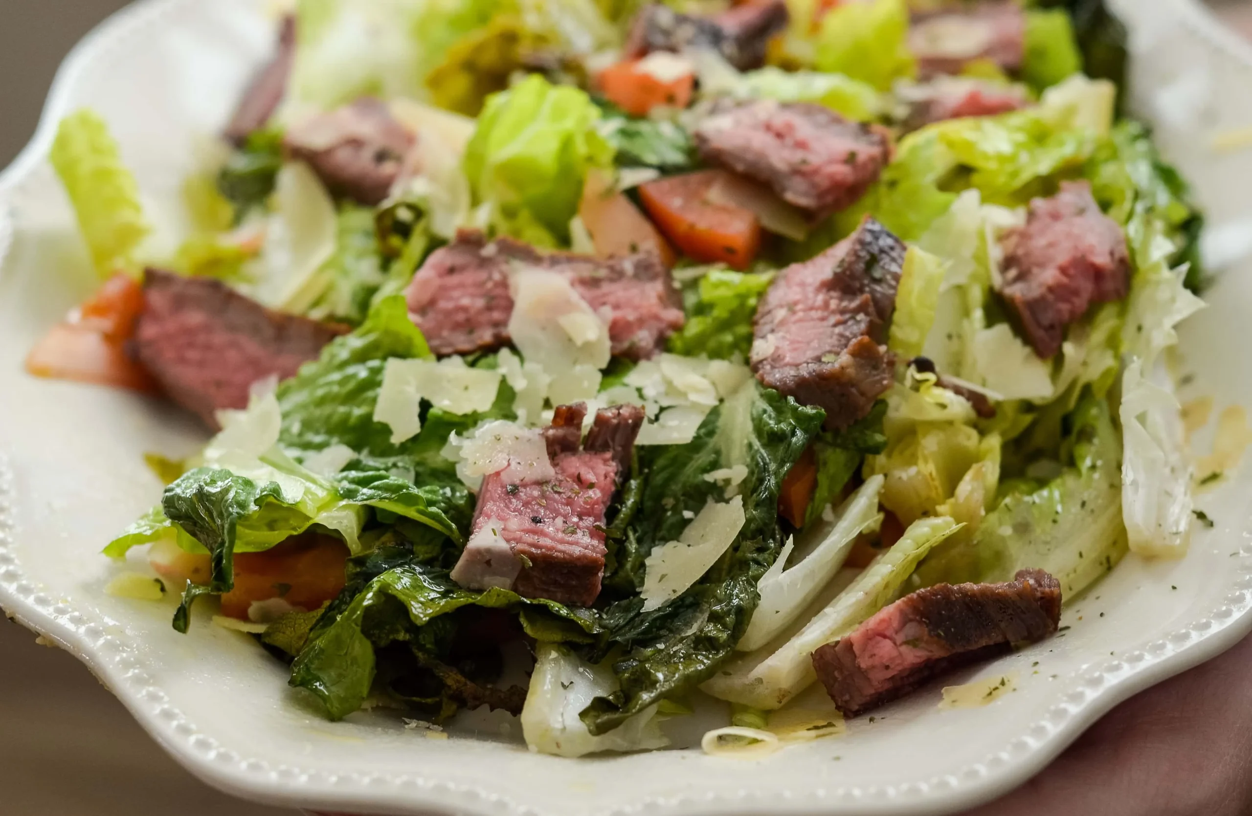 Grilled Romaine Salad with Glazed Flank Steak