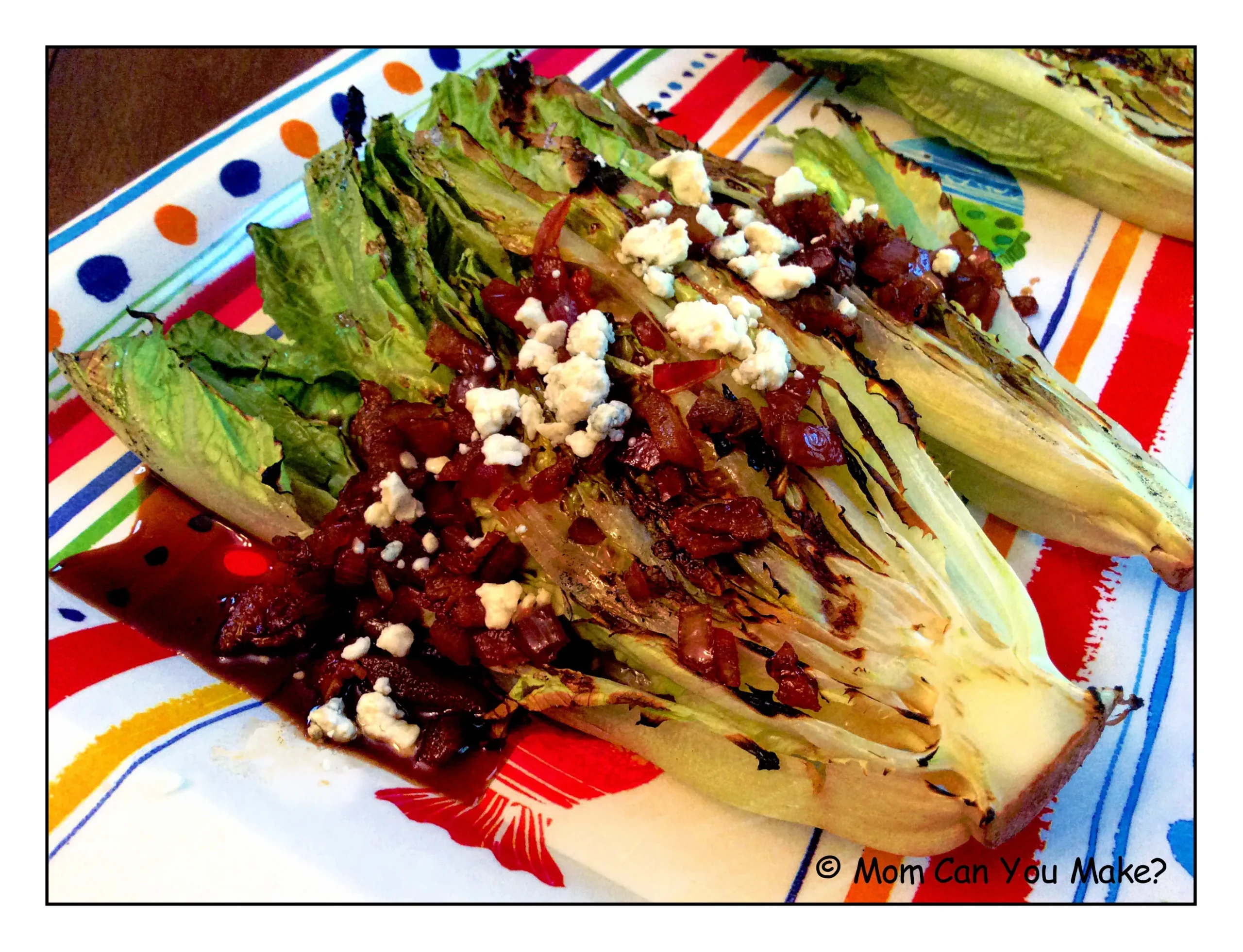 Grilled Romaine with Blue Cheese Bacon Vinaigrette