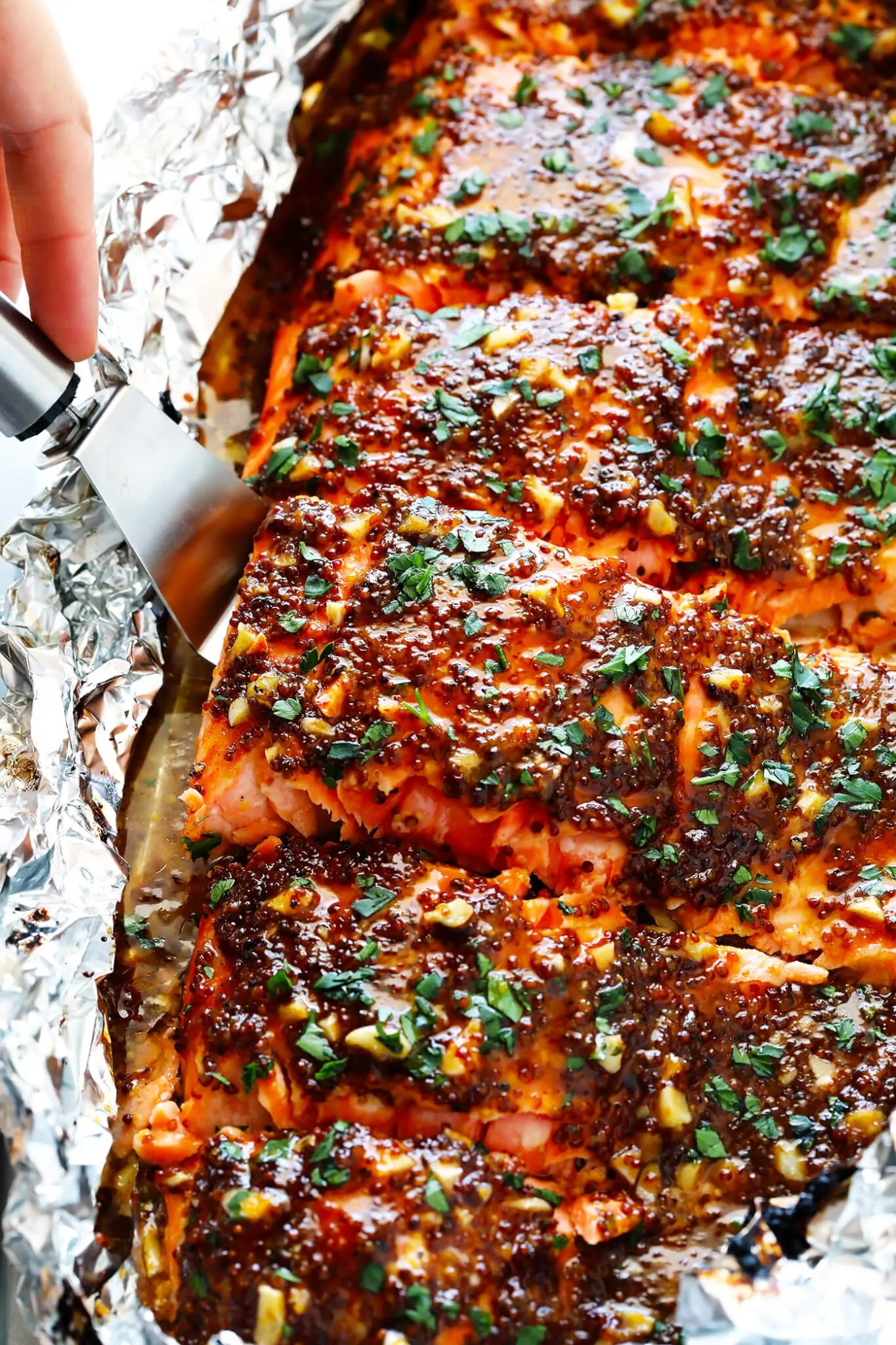Grilled Salmon with Mustard Barbecue Sauce