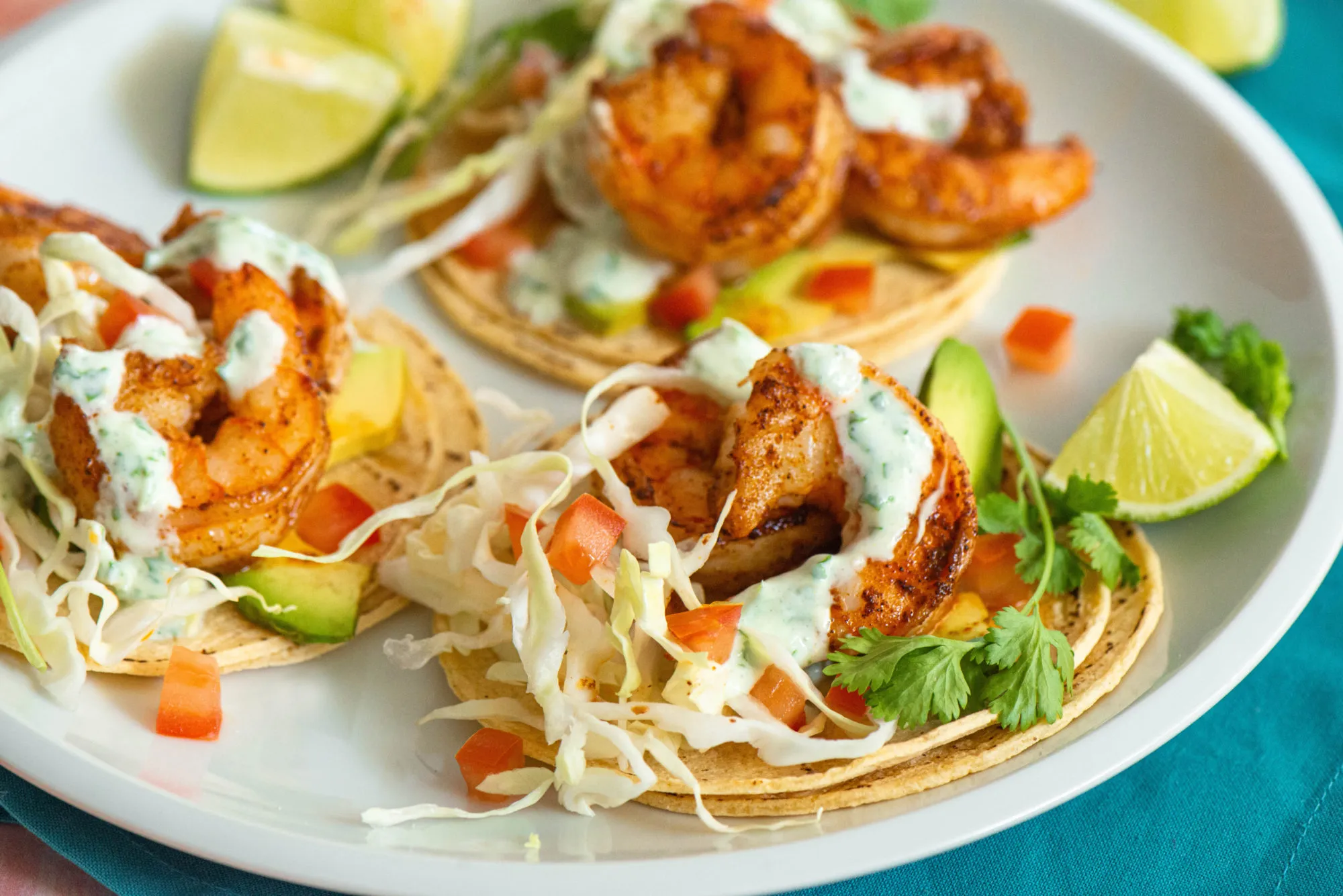 Grilled Shrimp and Vegetable Tacos with Chipotle Yogurt Sauce