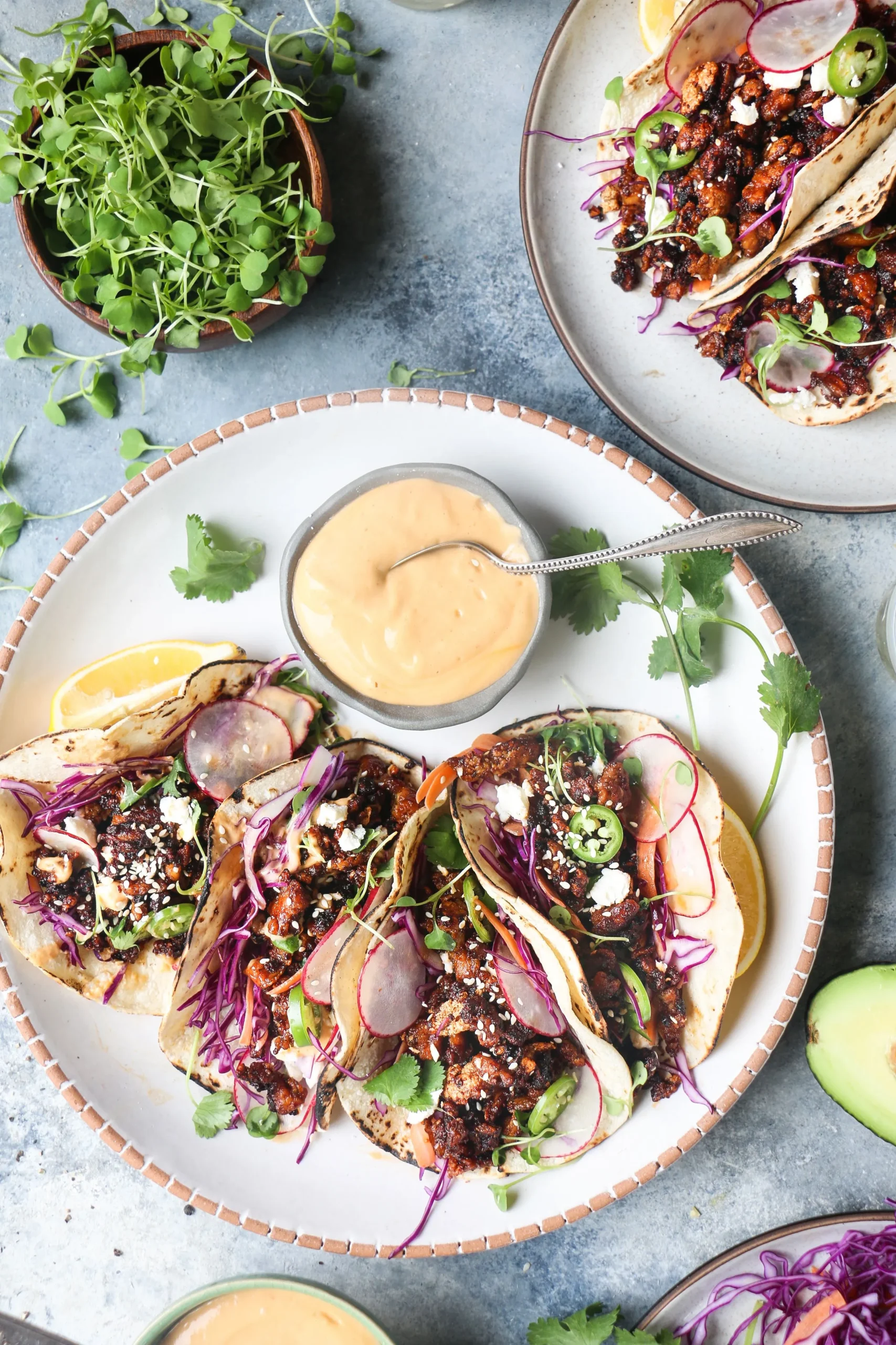 Grilled Tofu Tacos Avocado Cream