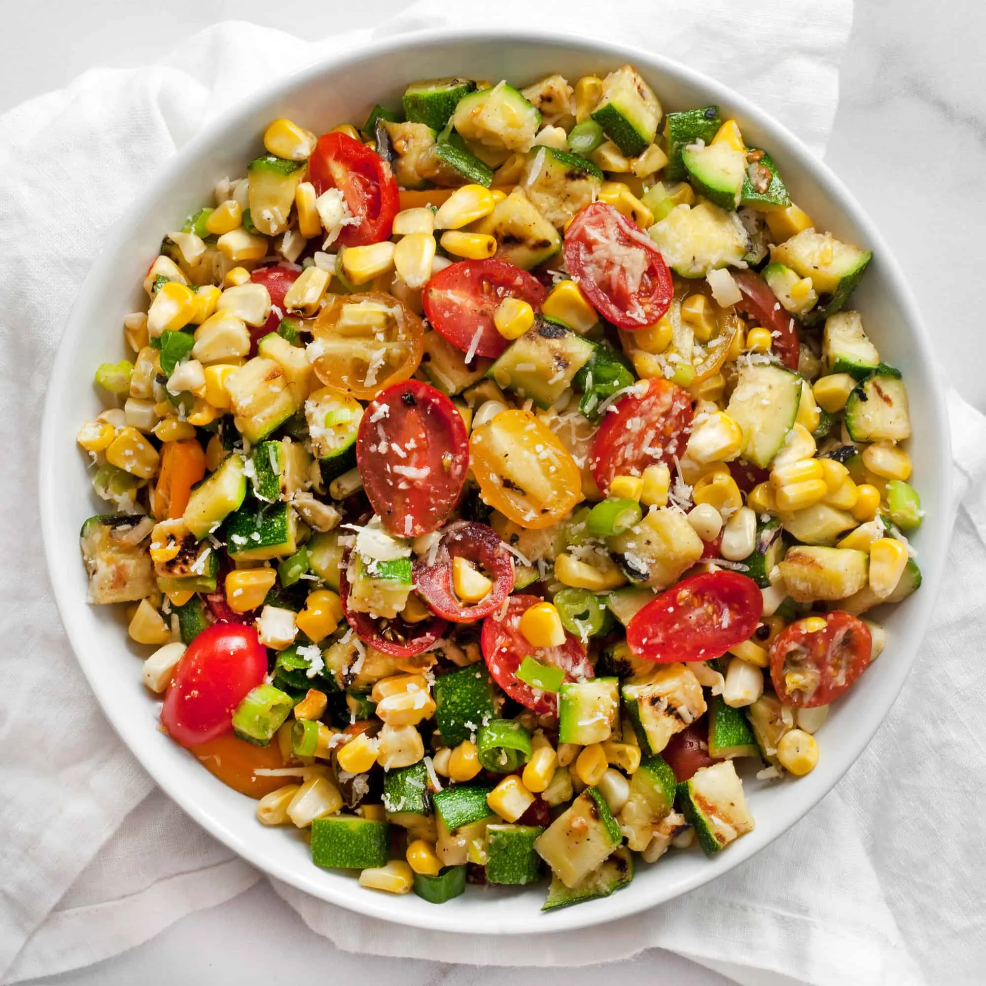 Grilled Zucchini, Corn, and Tomato Salad
