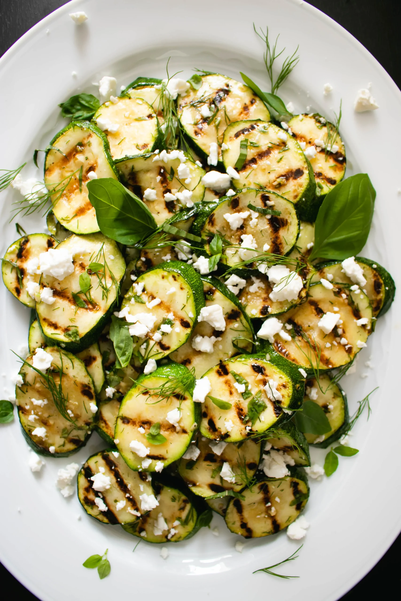 Grilled Zucchini Salad with Feta and Sweet Croutons
