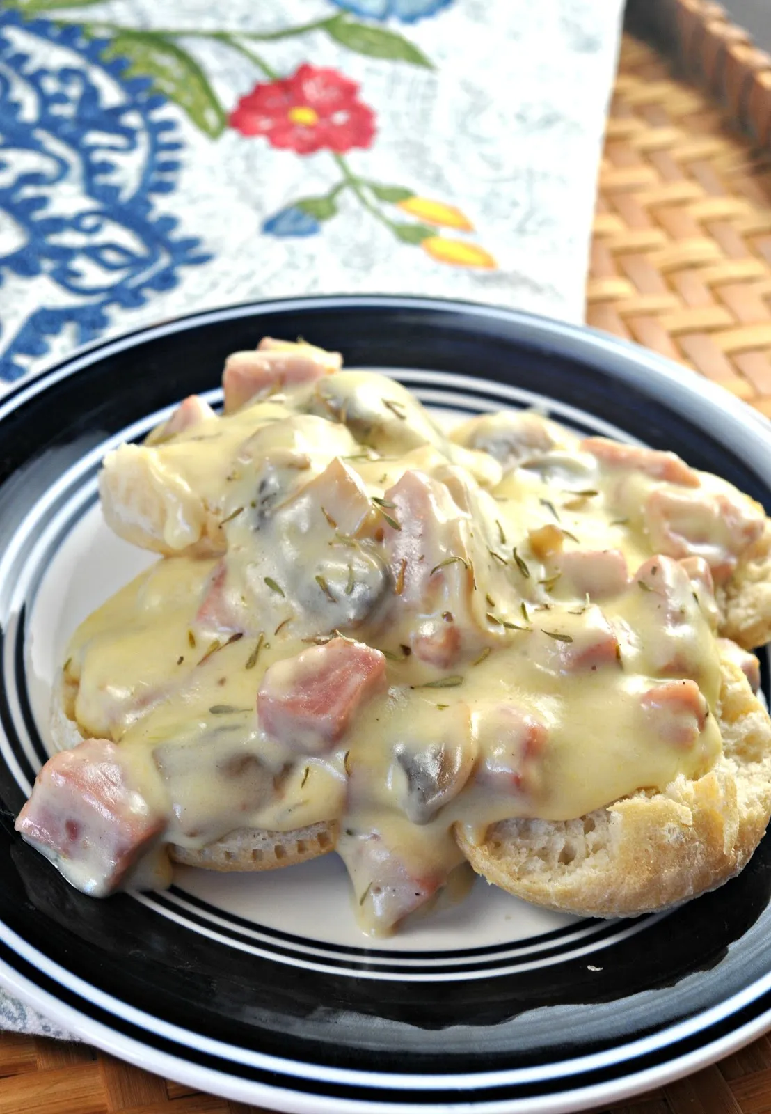 Ham Stroganoff Over Biscuits