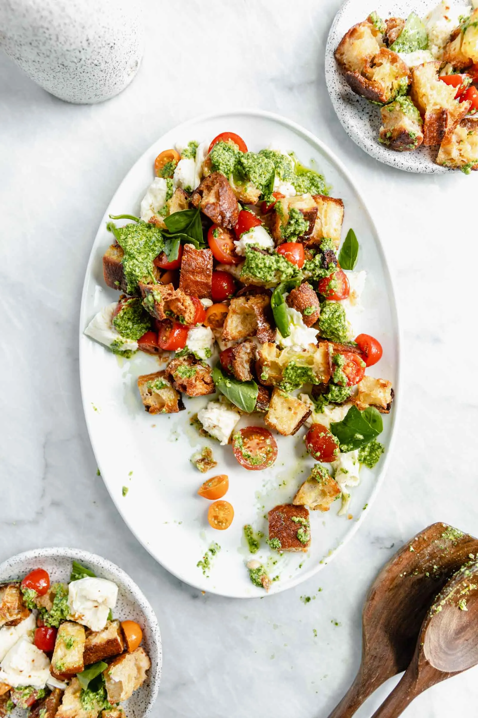 Harissa Kohlrabi Panzanella with Pesto Eggs