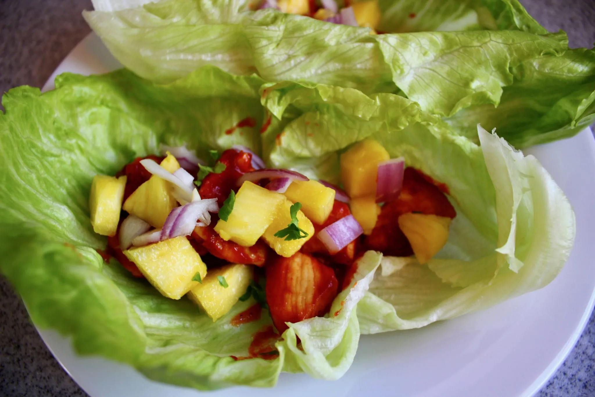 Hawaiian Grilled Chicken Lettuce Wraps