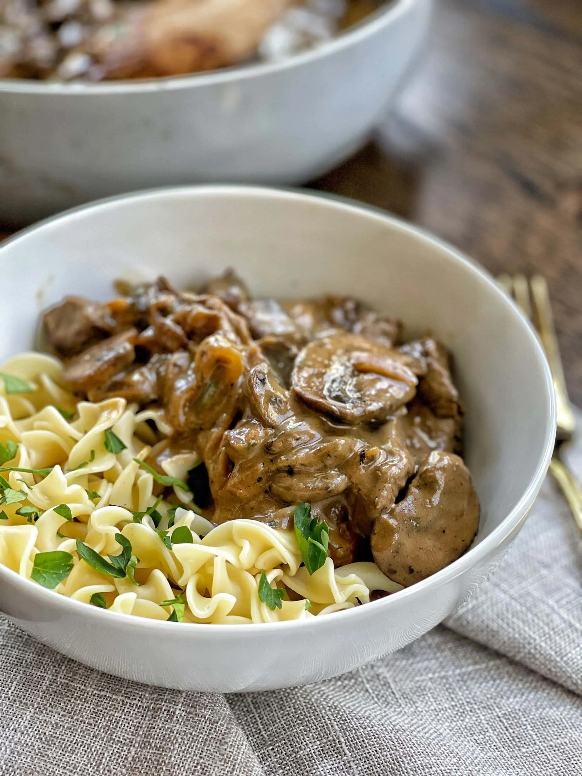 Healthier Ground Beef Stroganoff