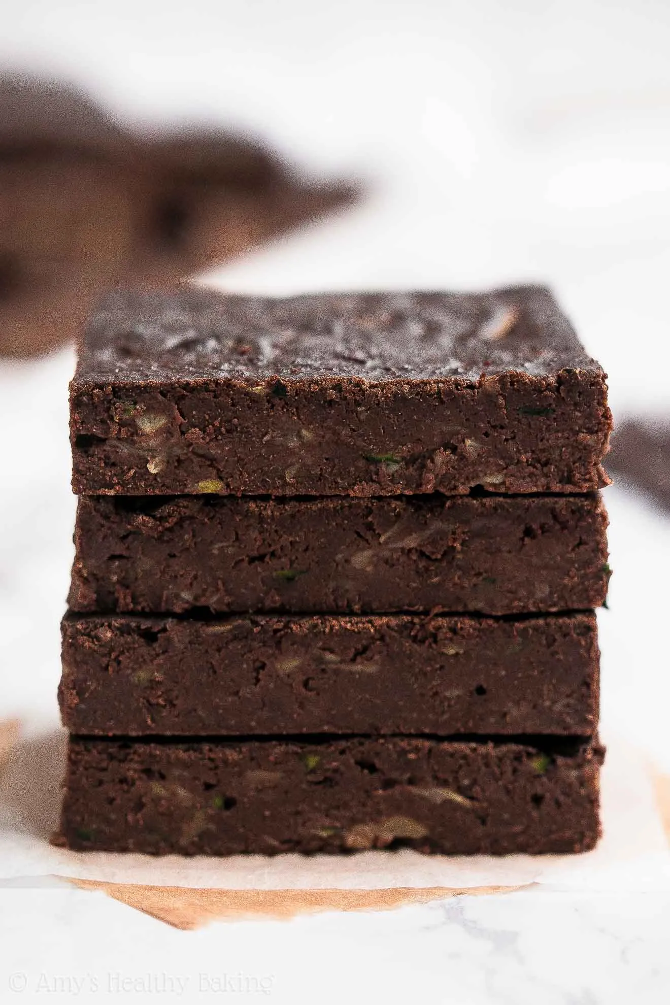 Healthy Fudgy Dark Chocolate Zucchini Brownies