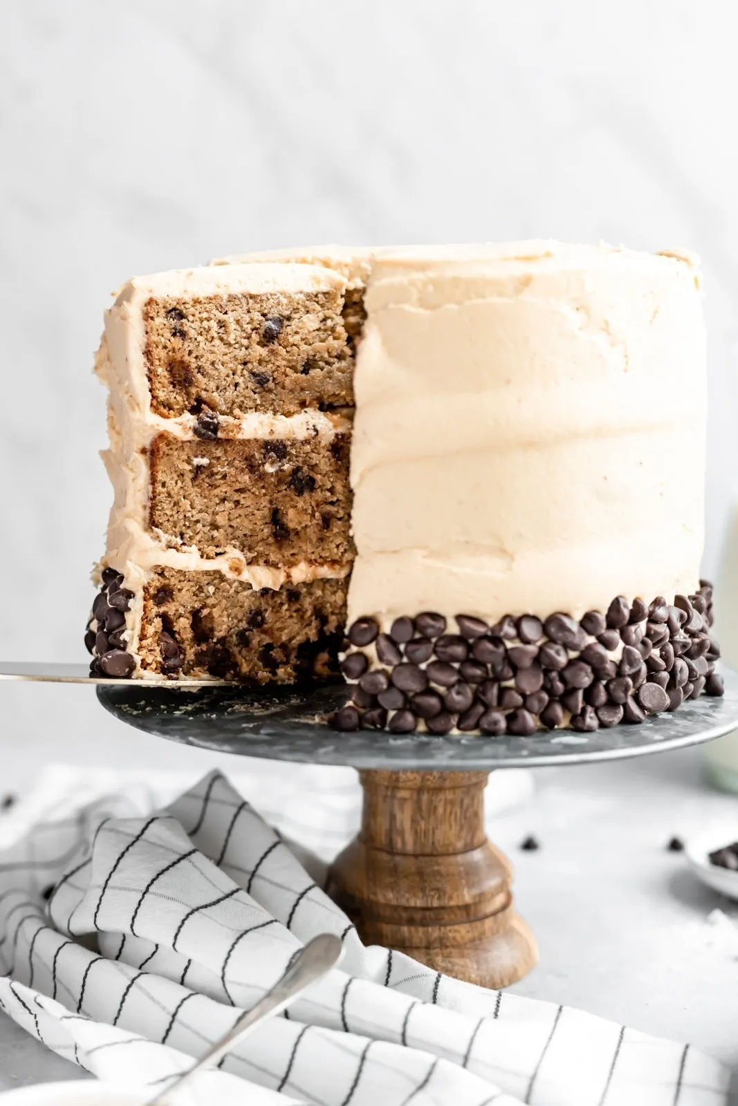 Healthy Low Fat Banana Cake with Peanut Butter Frosting