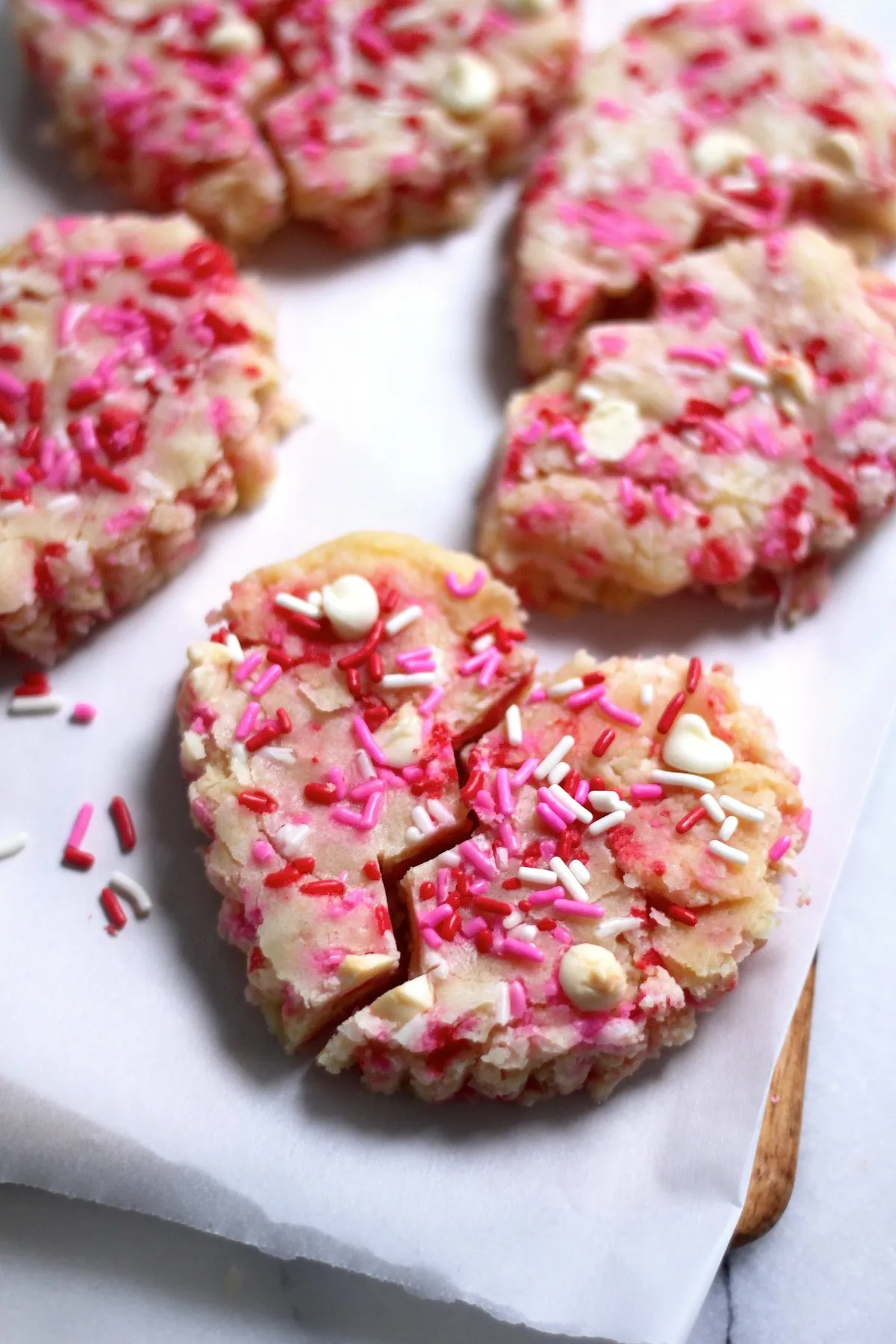 Heart Shaped White Chocolate Coconut Confetti Blondies