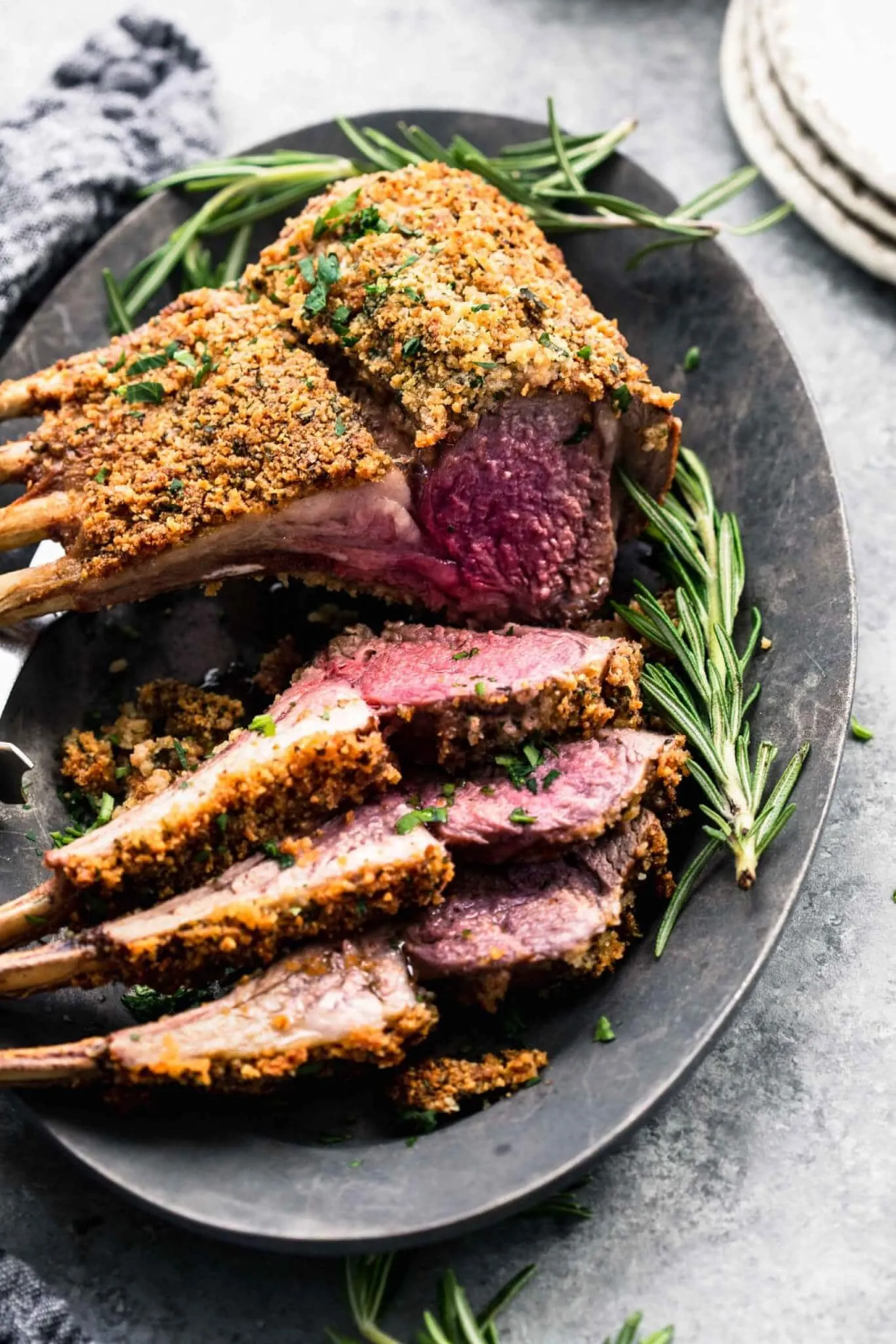 Herb Crusted Lamb with Garlic Flageolets