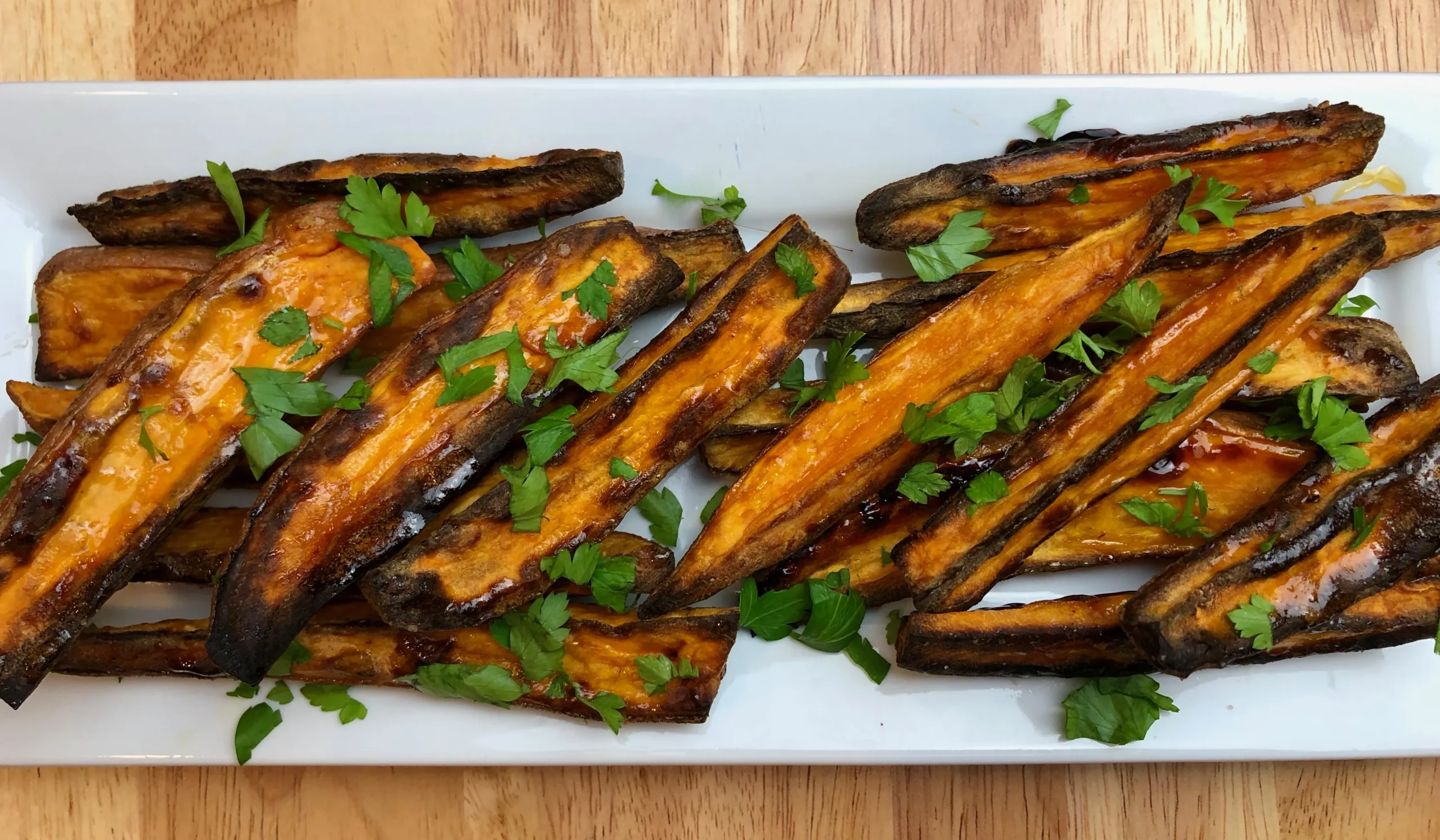 Honey Glazed Oven Roasted Sweet Potato Wedges