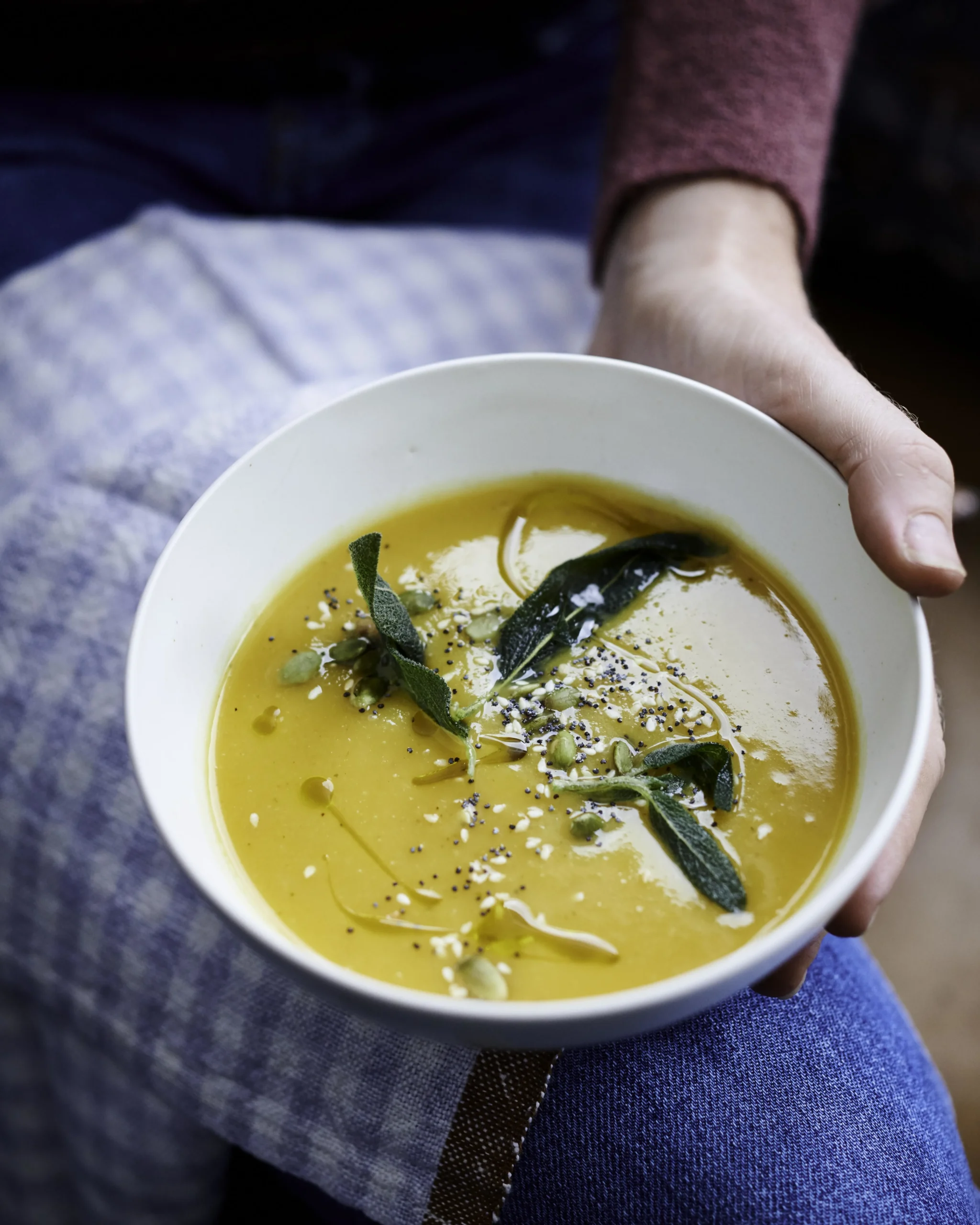 Honeynut and Pumpkin Soup with Rosemary