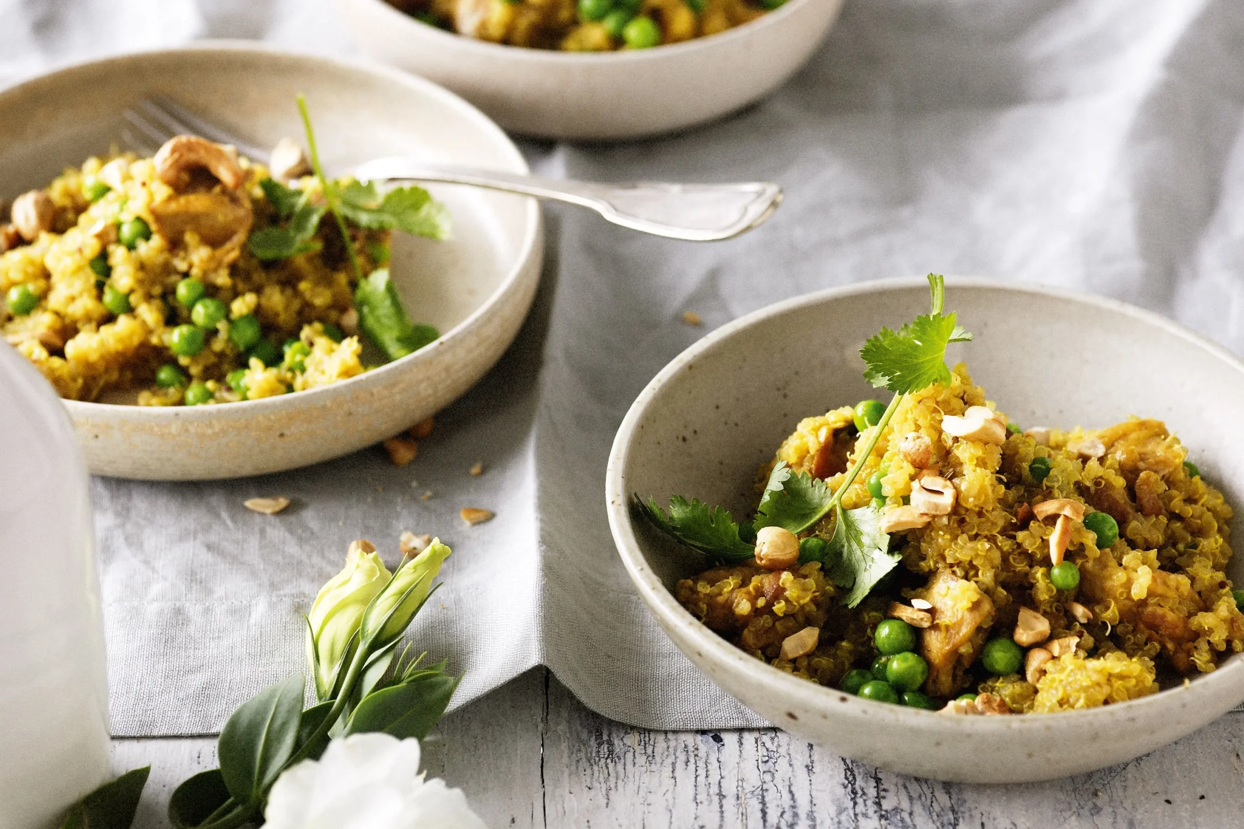 Indian Spiced Quinoa Pilaf with Peas