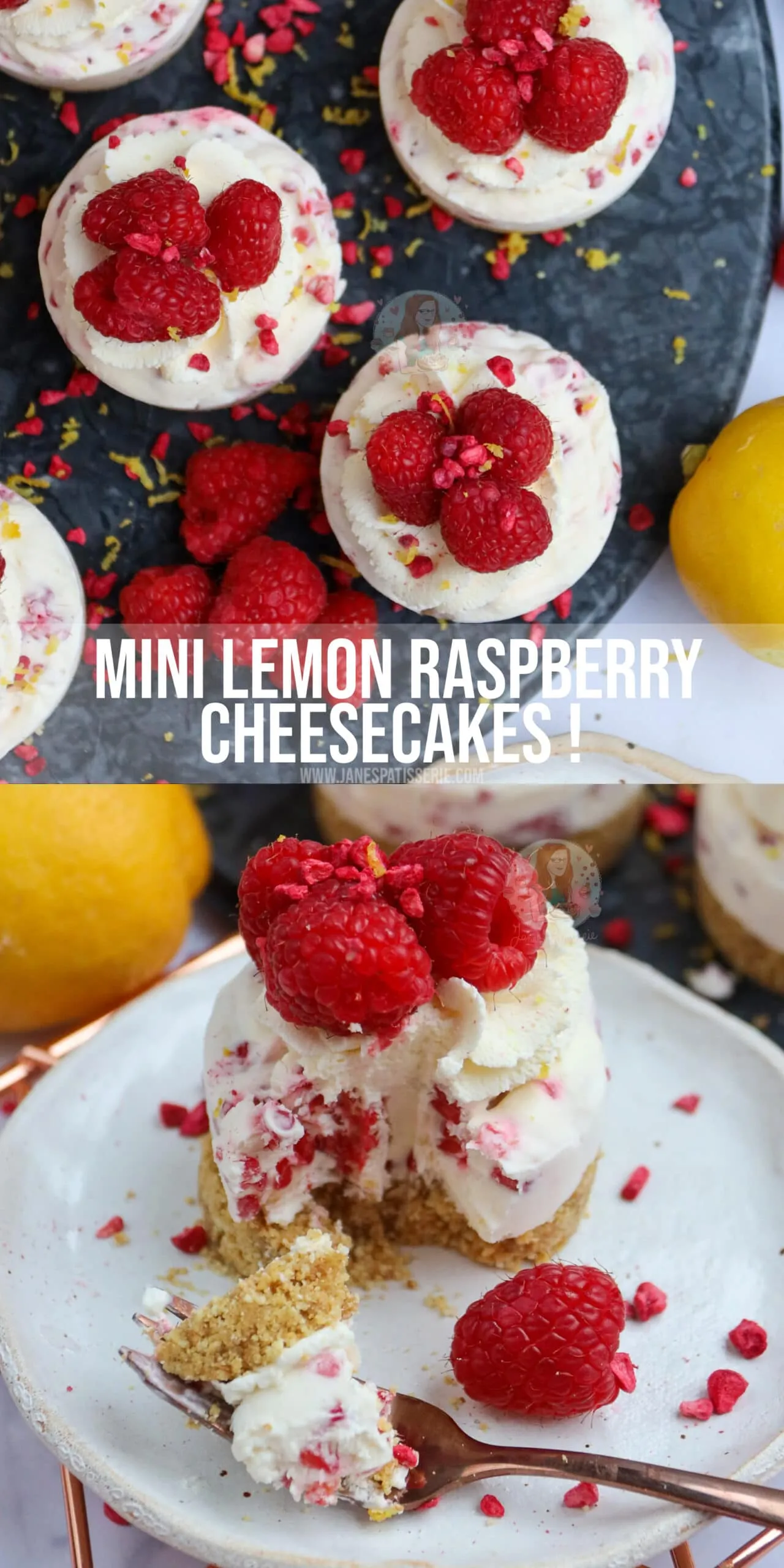 Individual Lemon Raspberry Cheesecakes