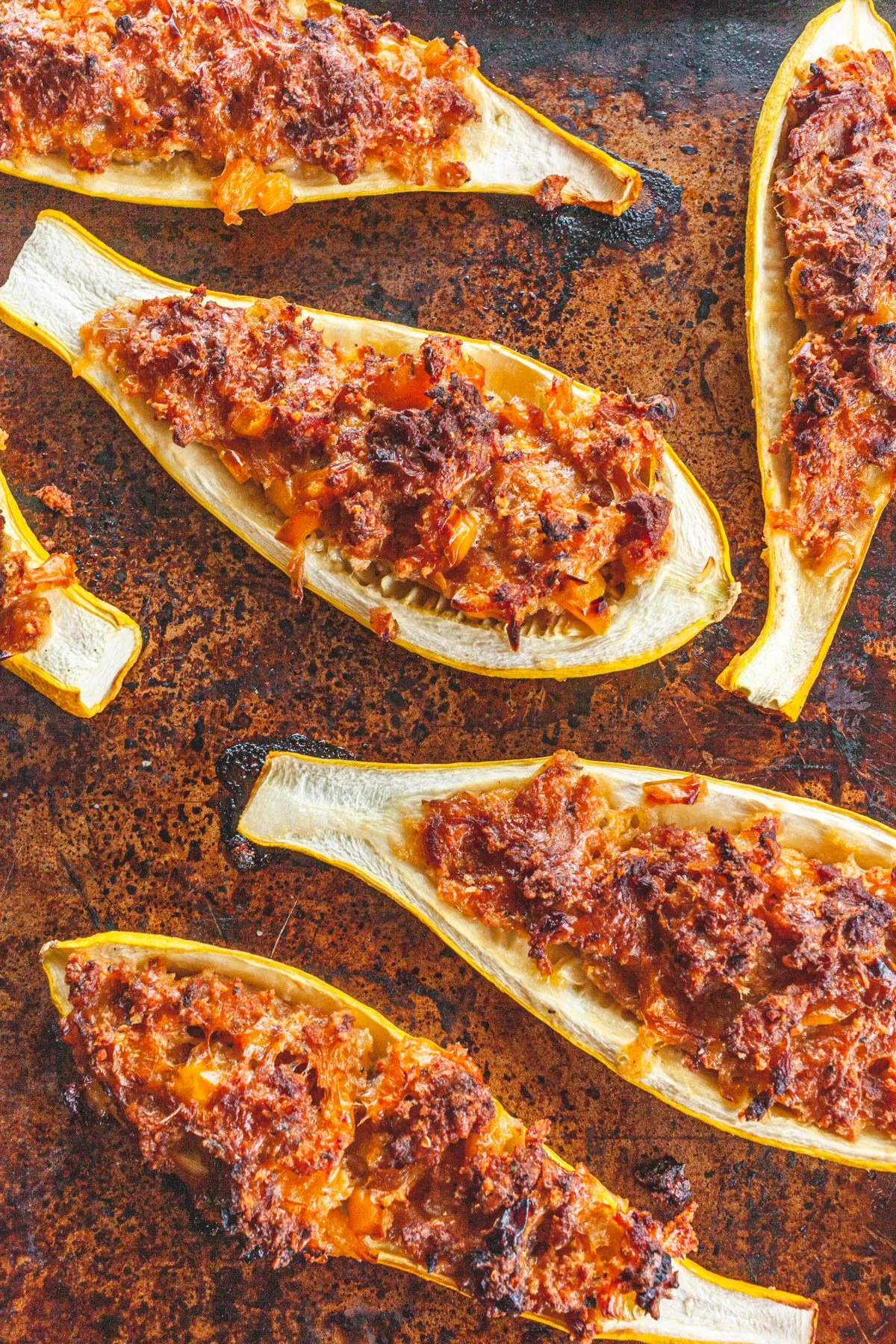 Italian Sausage Stuffed Summer Squash