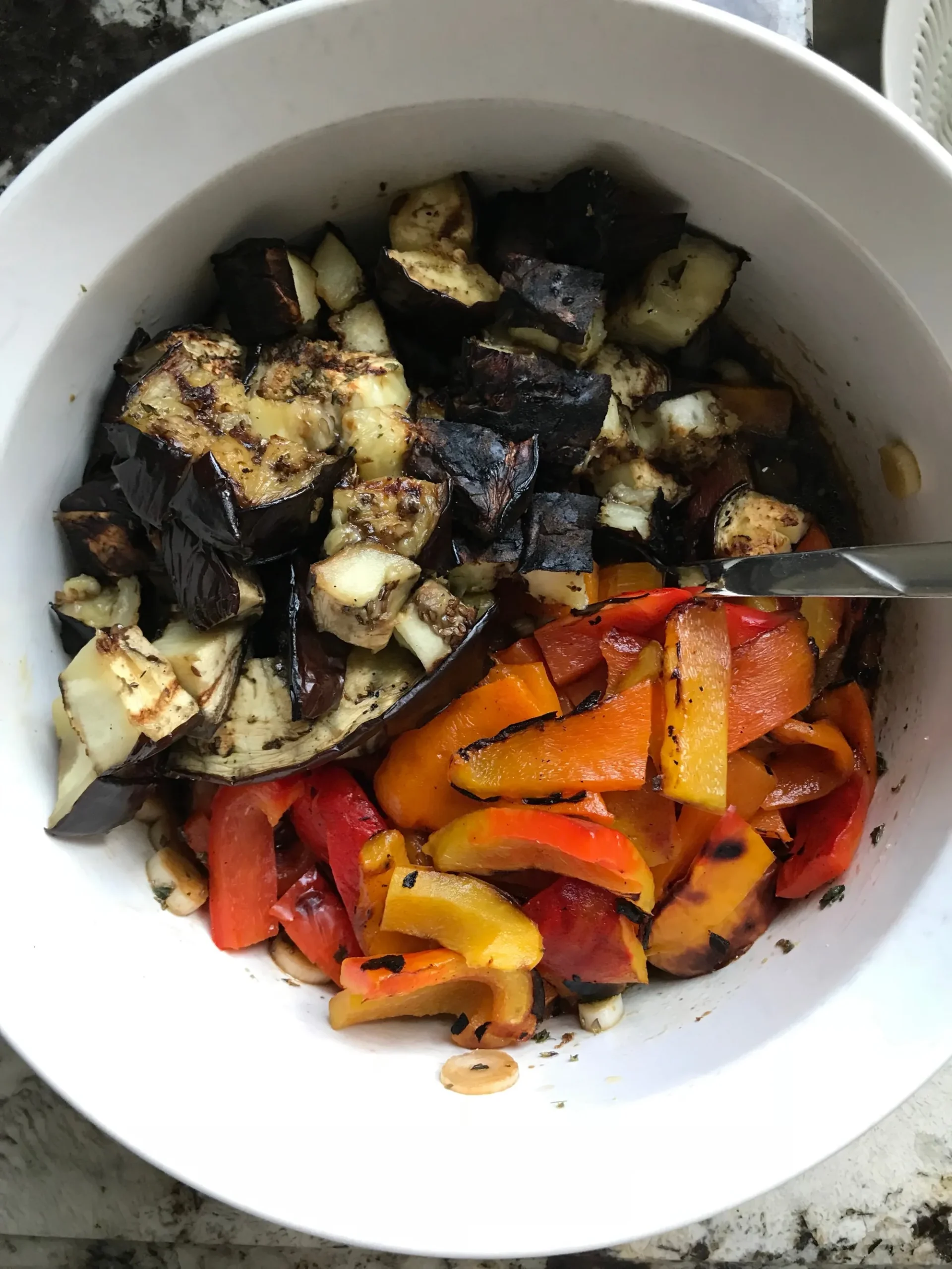 Italian Style Eggplant and Pepper Salad