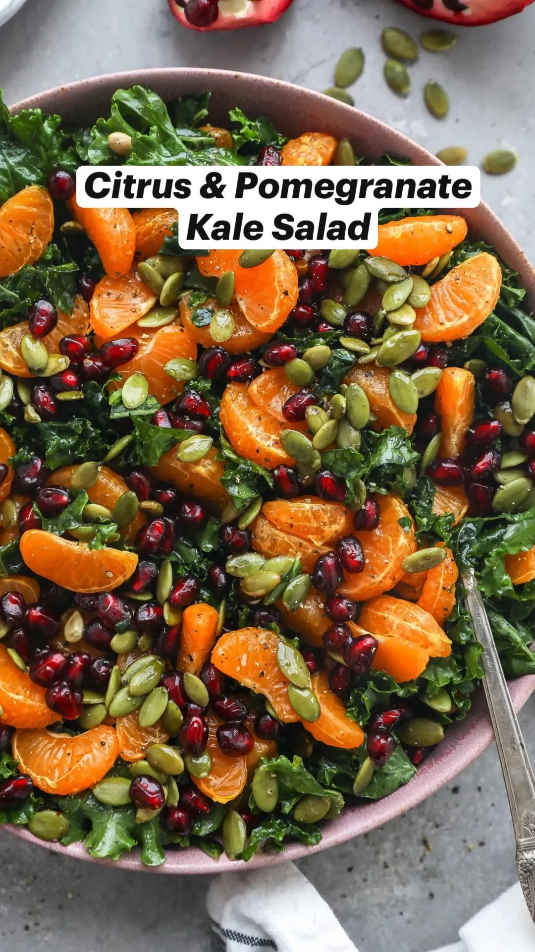 Kale Salad with Grapefruit and Pomegranate Seeds