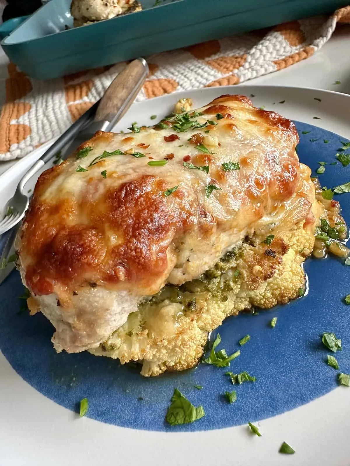 Keto One Pan Chicken Parmesan Cauliflower Steaks