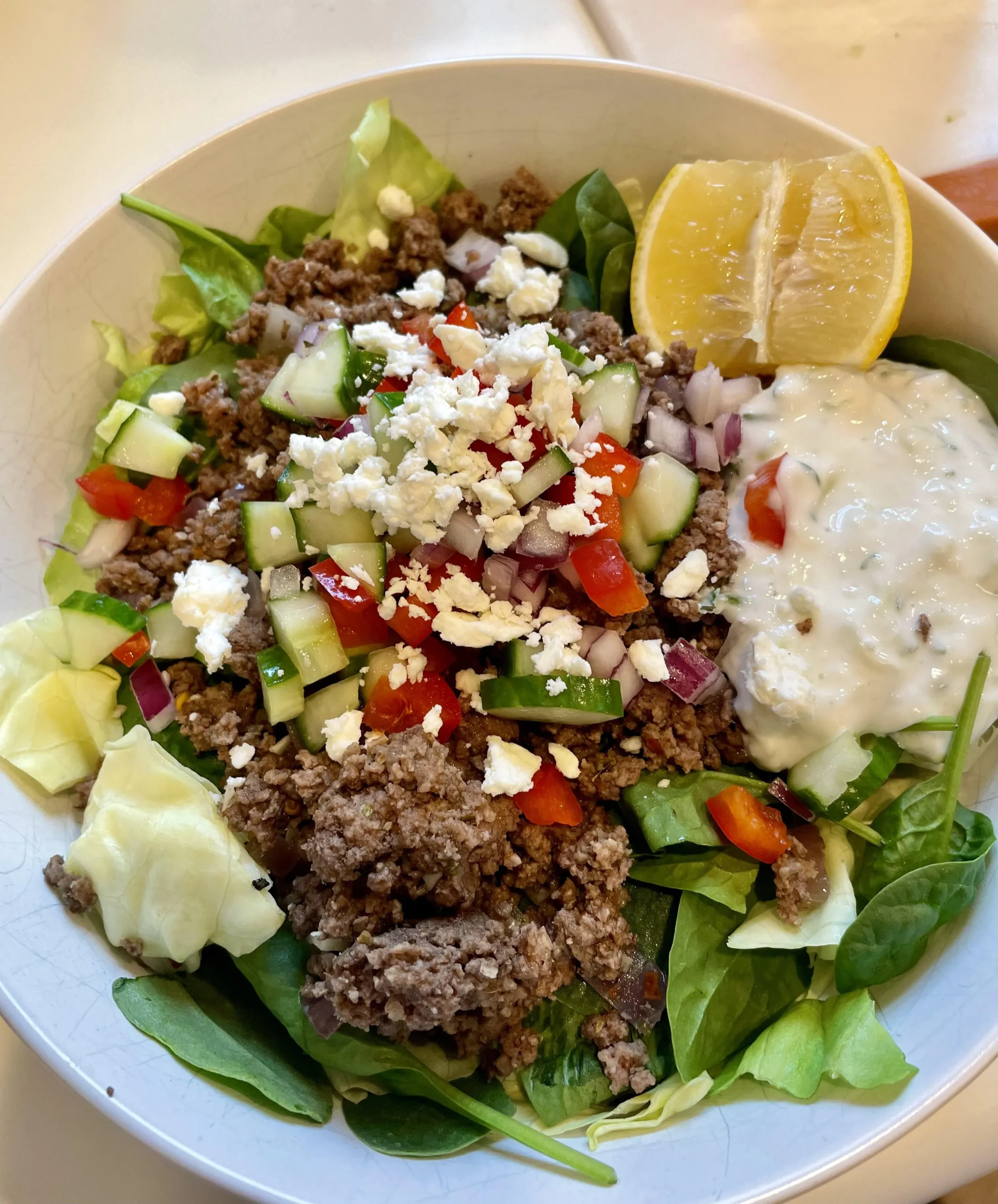 Kofta Ground Beef Bowl with Garlic Tzatziki