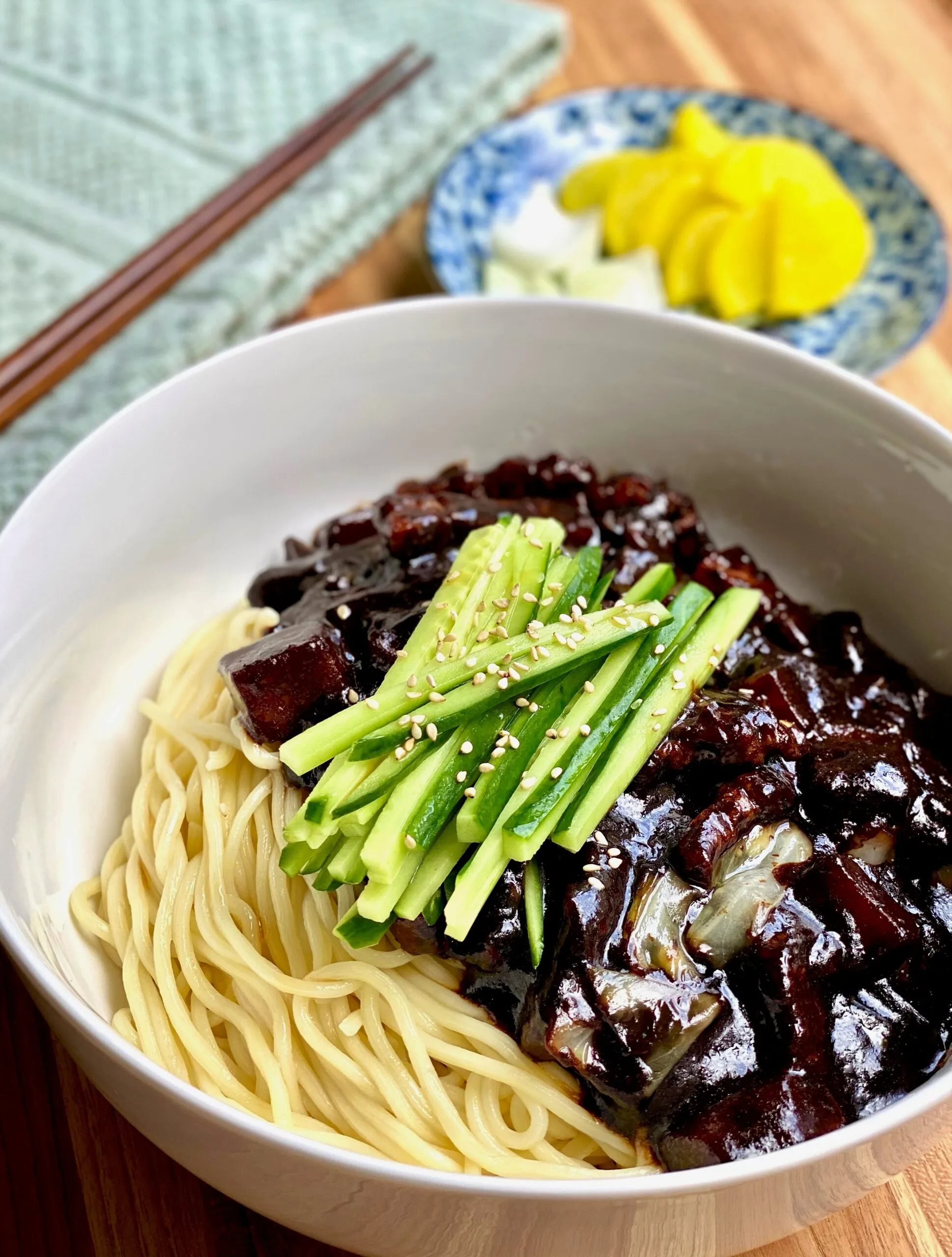 Korean Black Bean Noodles (Jajangmyeon)