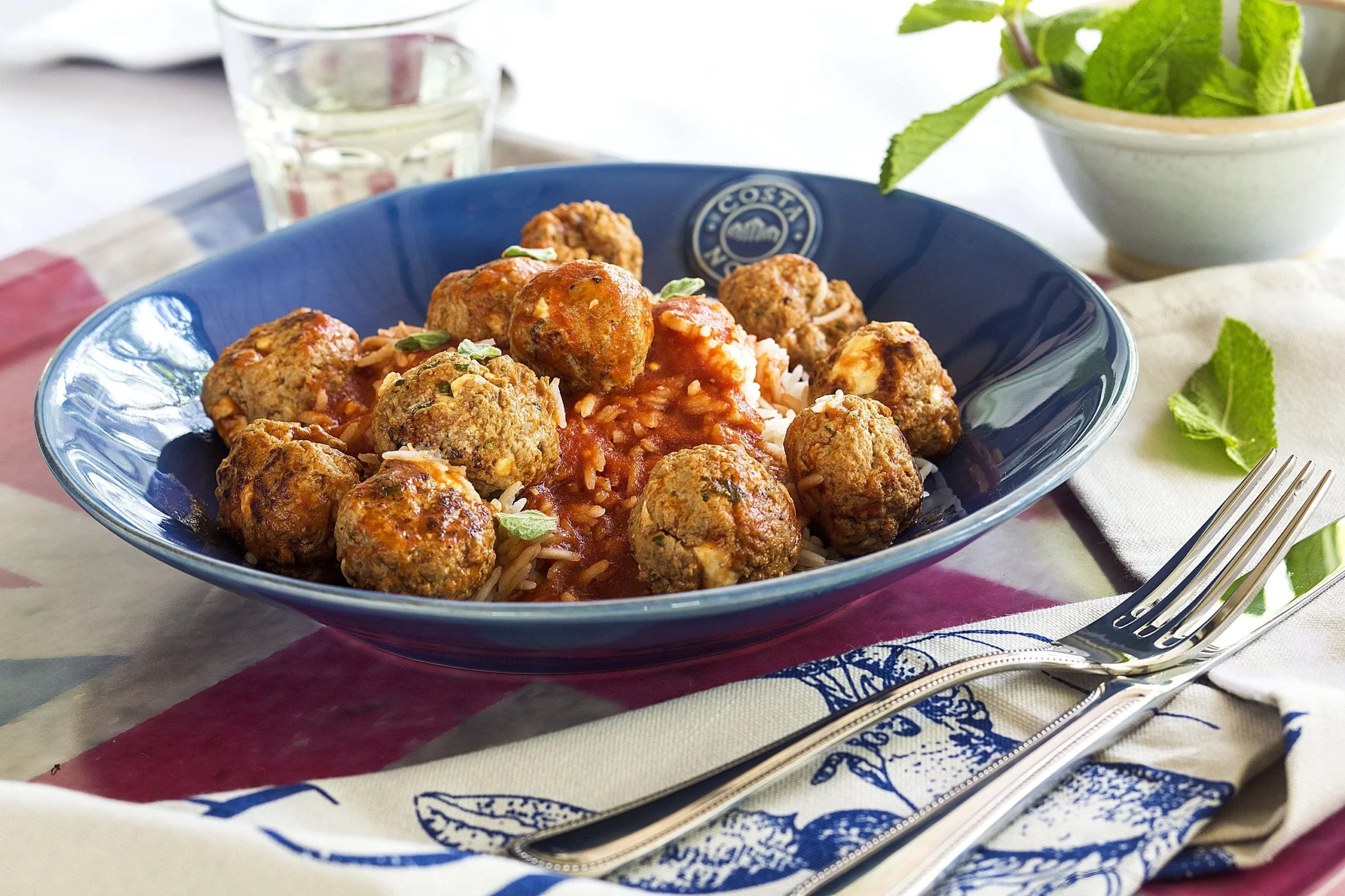 Lamb Meatballs with Tomato Sauce, Feta, and Mint