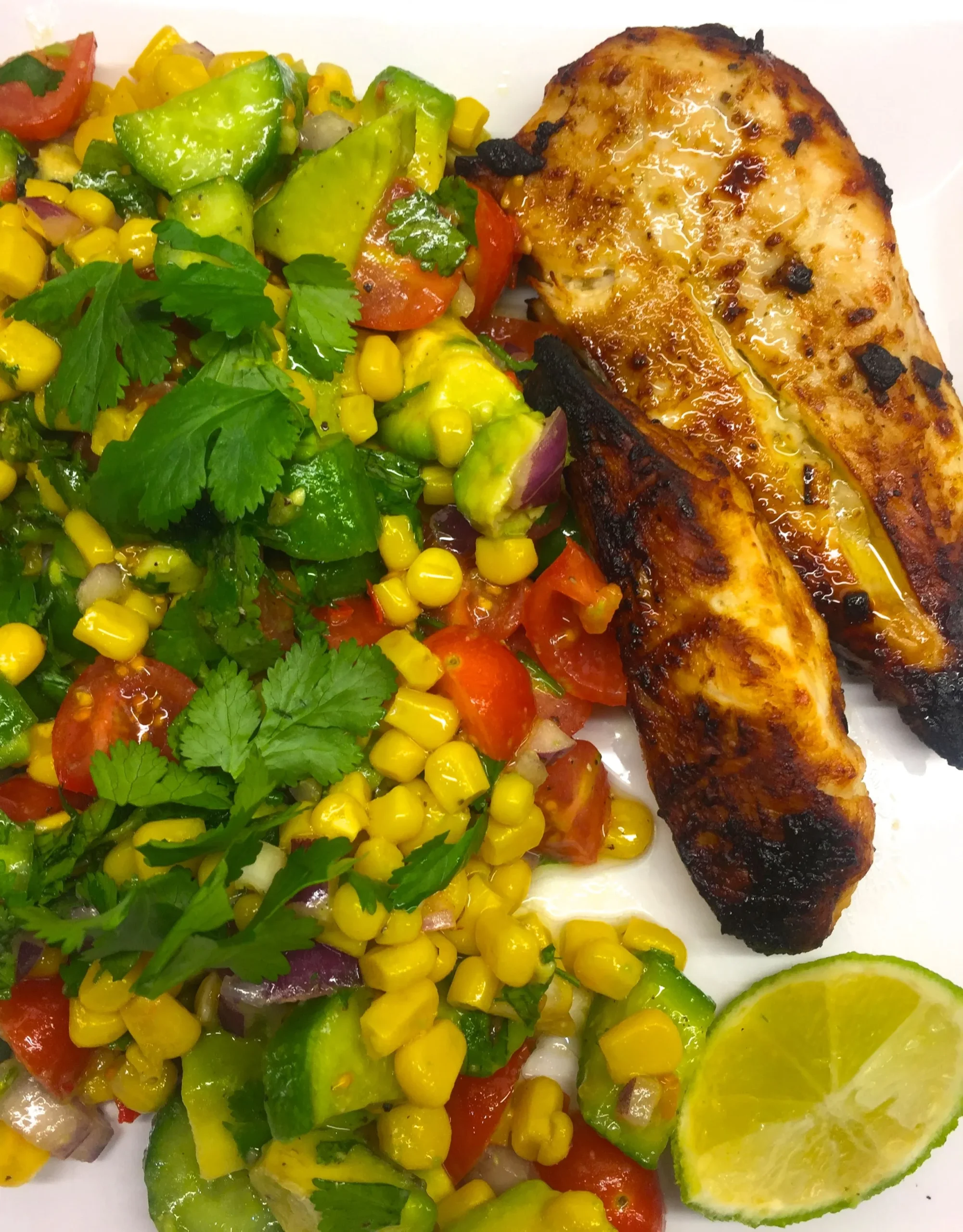 Lemon Chicken with Avocado Corn Salsa