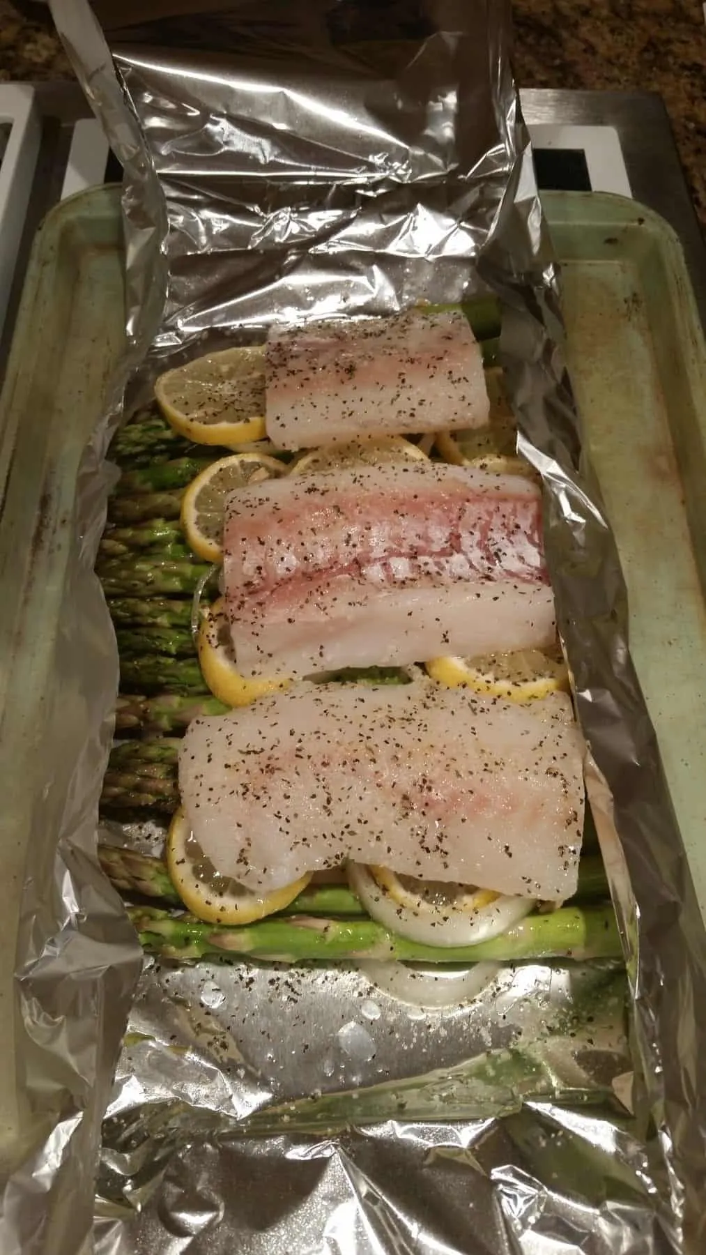 Lemon Cod with Asparagus in Foil