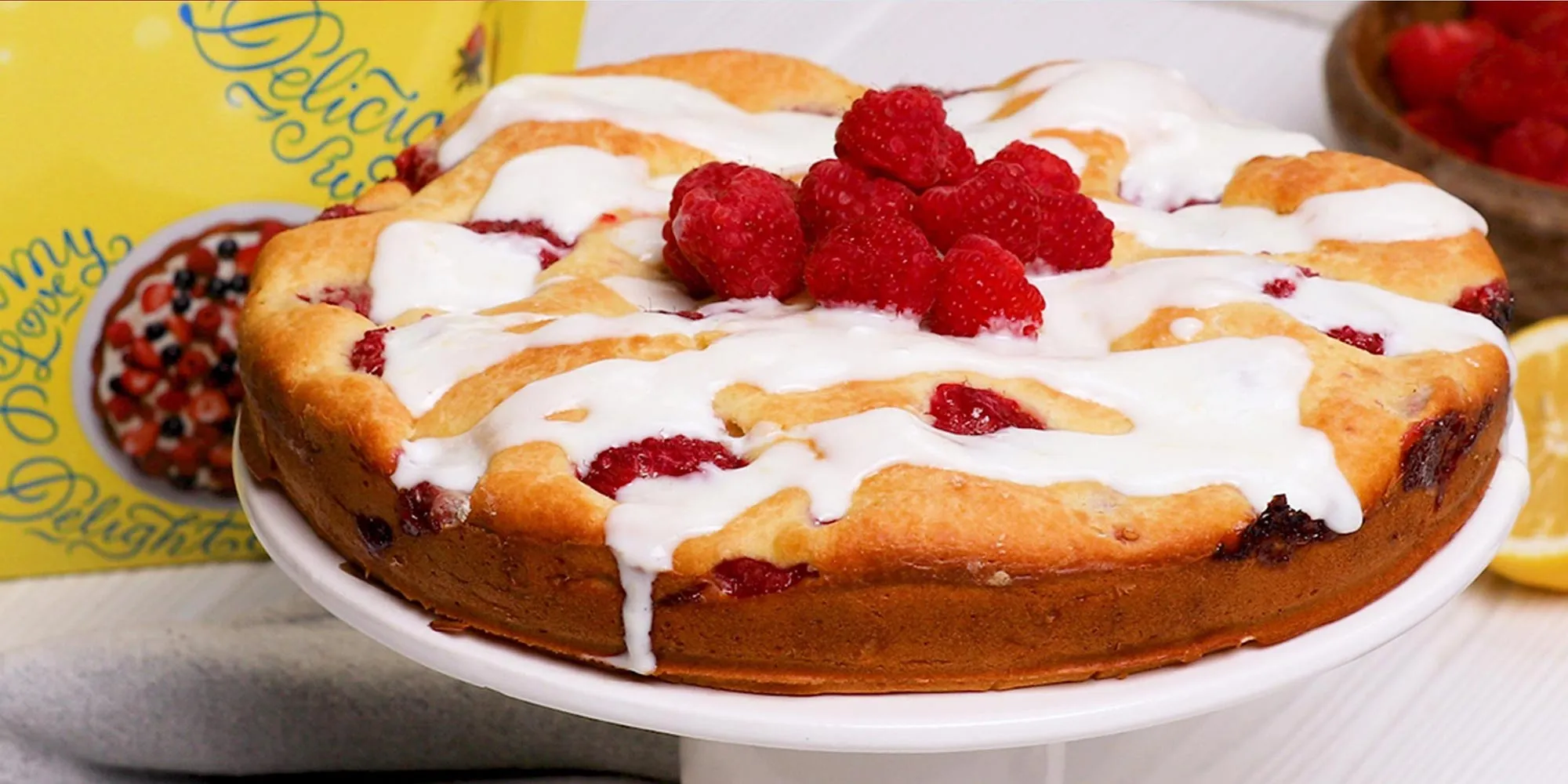 Lemon Drizzle Raspberry Yogurt Cake