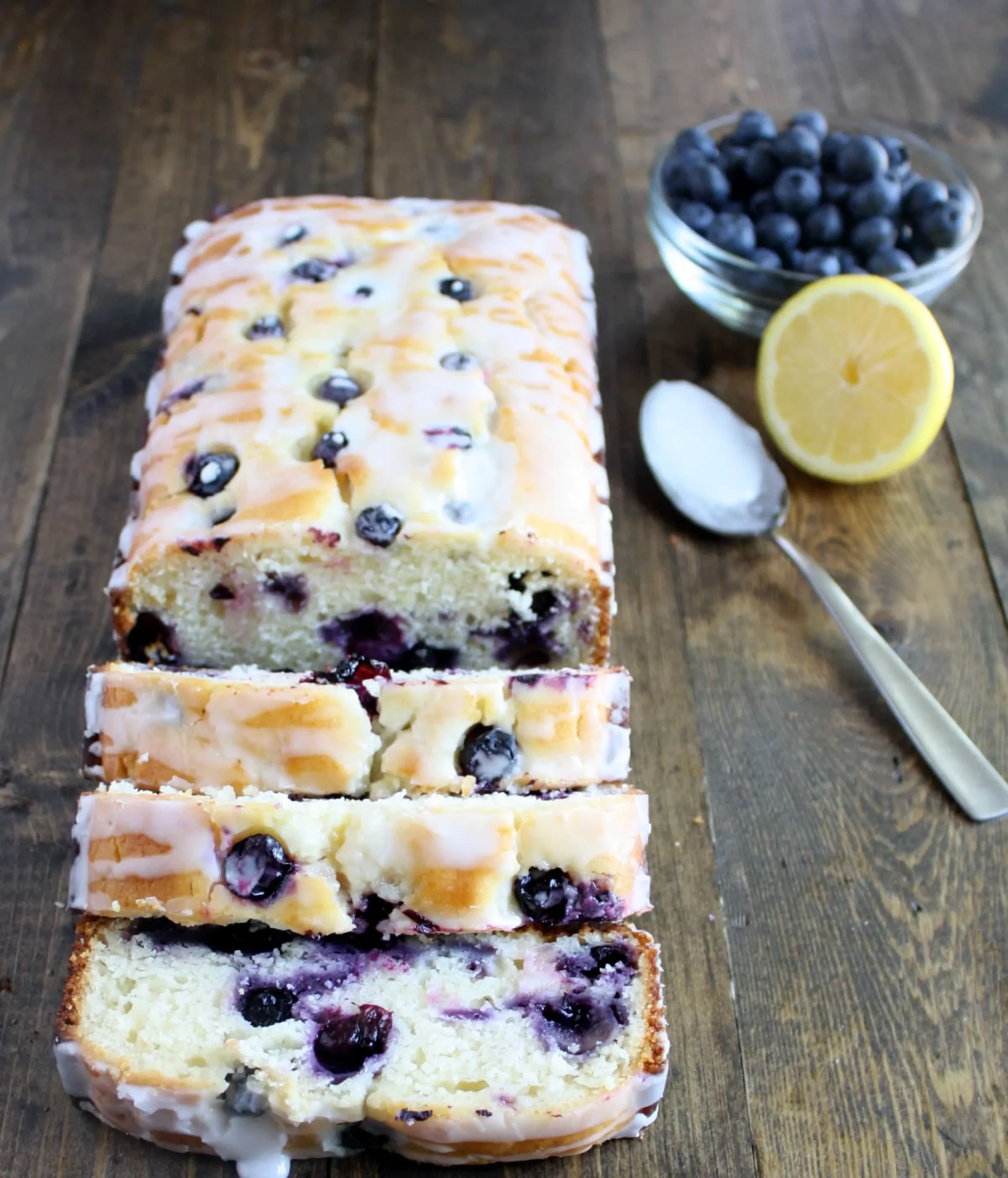 Lemon Glaze Blueberry Quick Bread