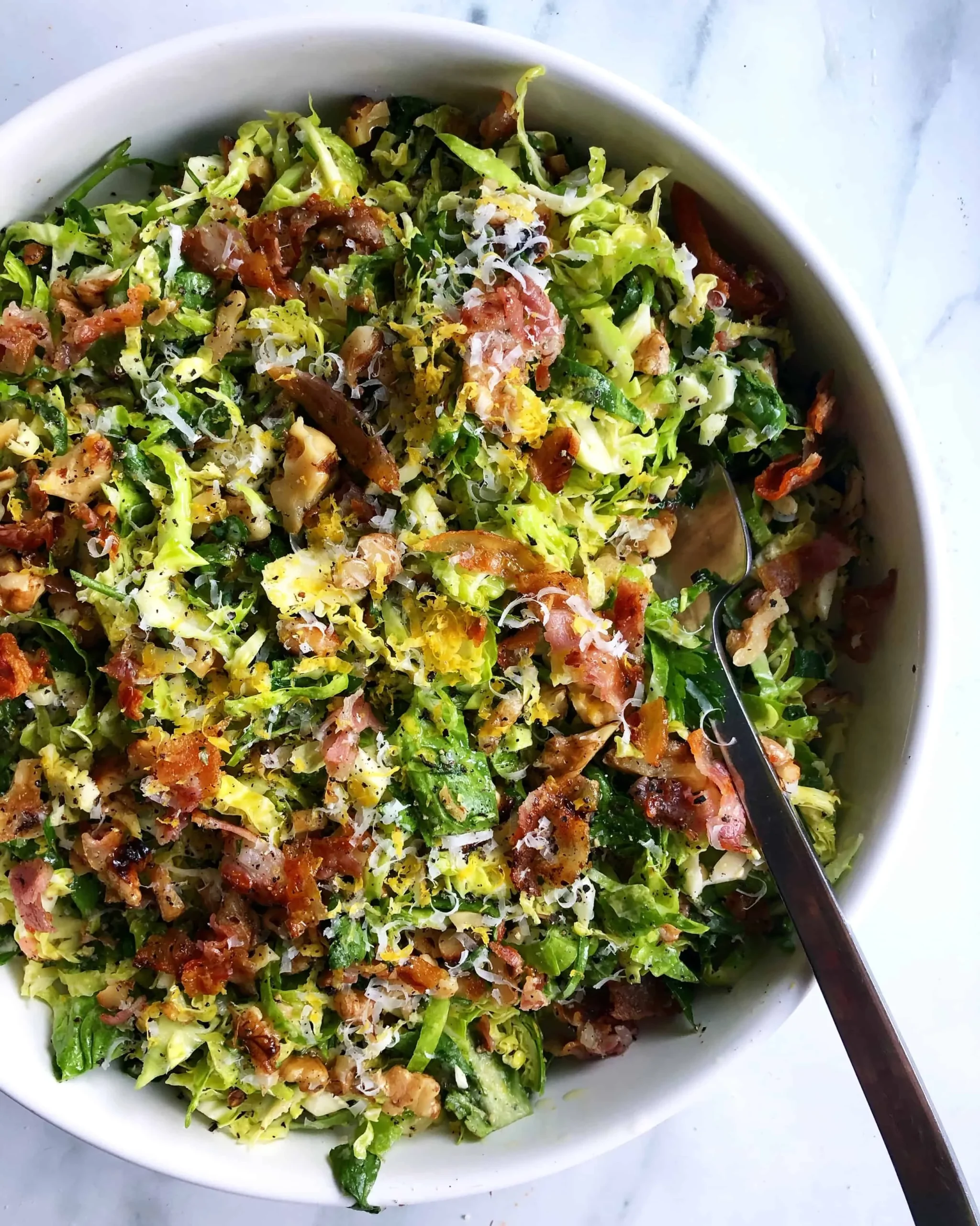Lemon Parmesan Shaved Brussels Sprouts Salad