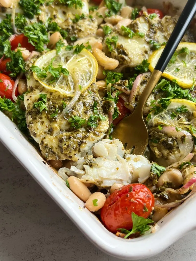 Lemon Pesto Baked Cod