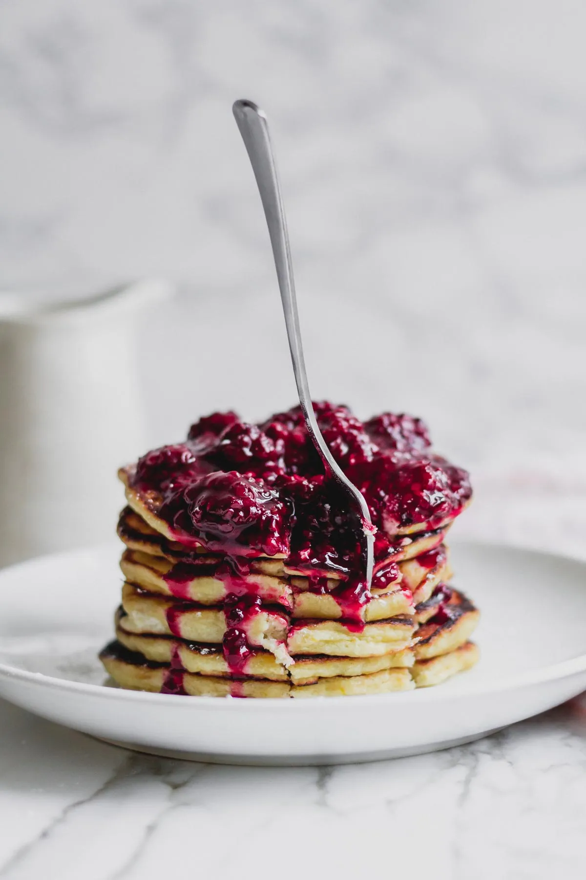 Lemon Ricotta Pancakes with Blackberry Sauce
