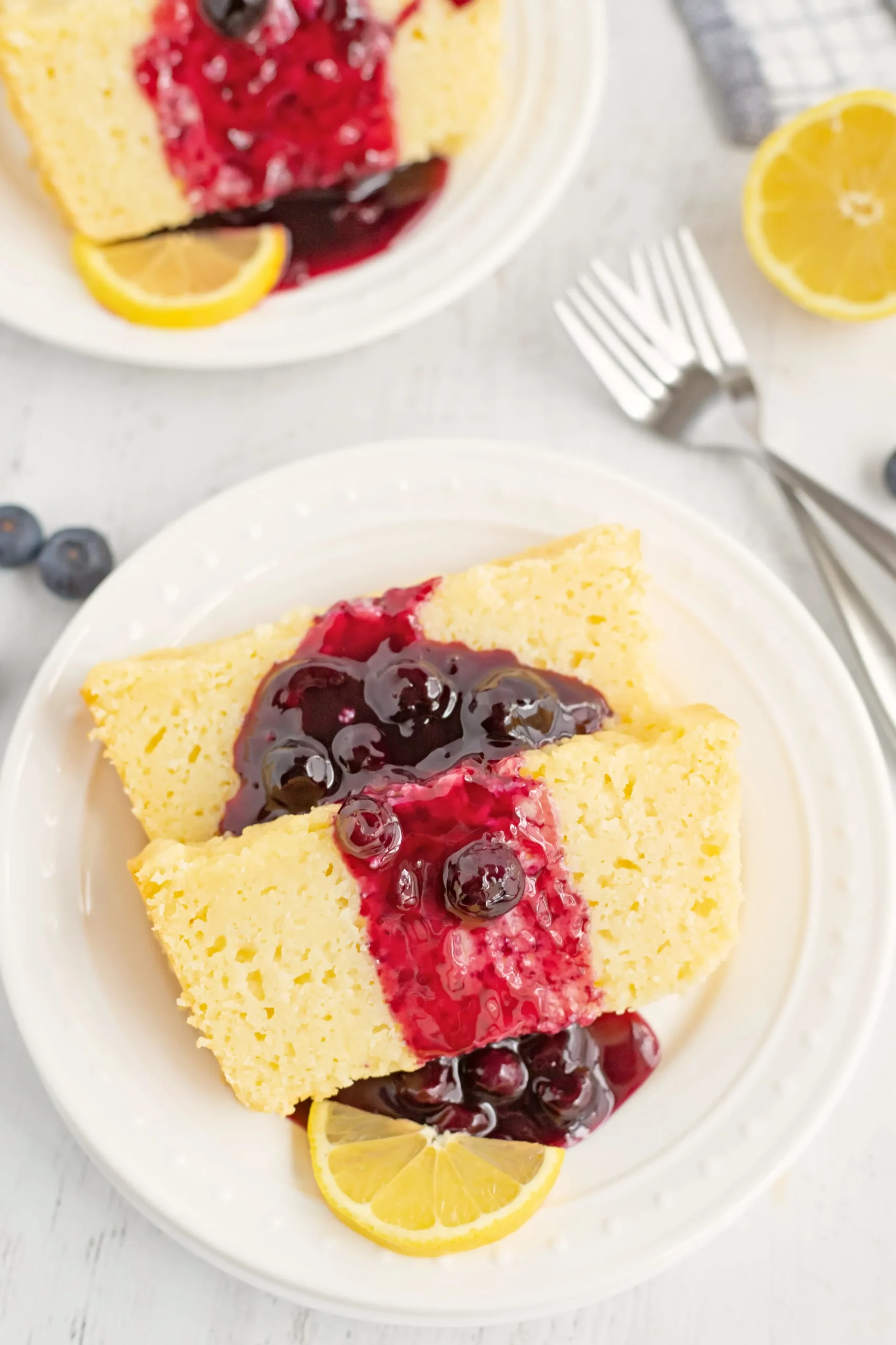 Lemon Ricotta Pound Cake with Blueberry Sauce