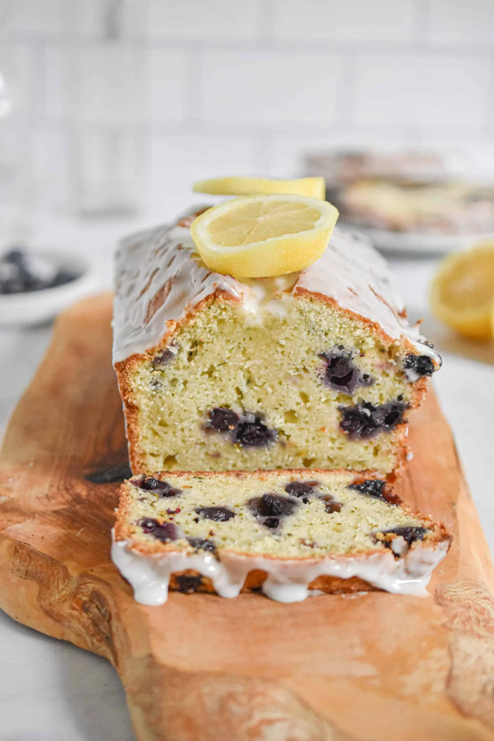 Lemon and Blueberry Zucchini Bread with Lemon Icing