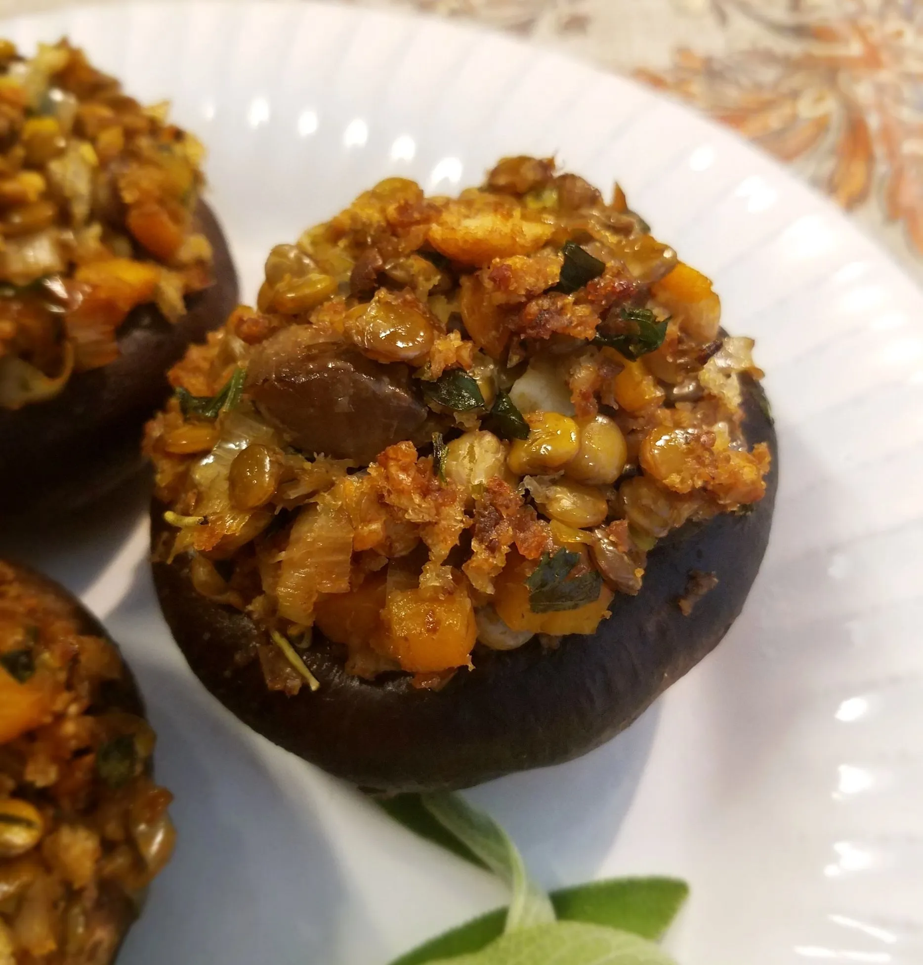 Lentil Stuffed Portobello Mushrooms