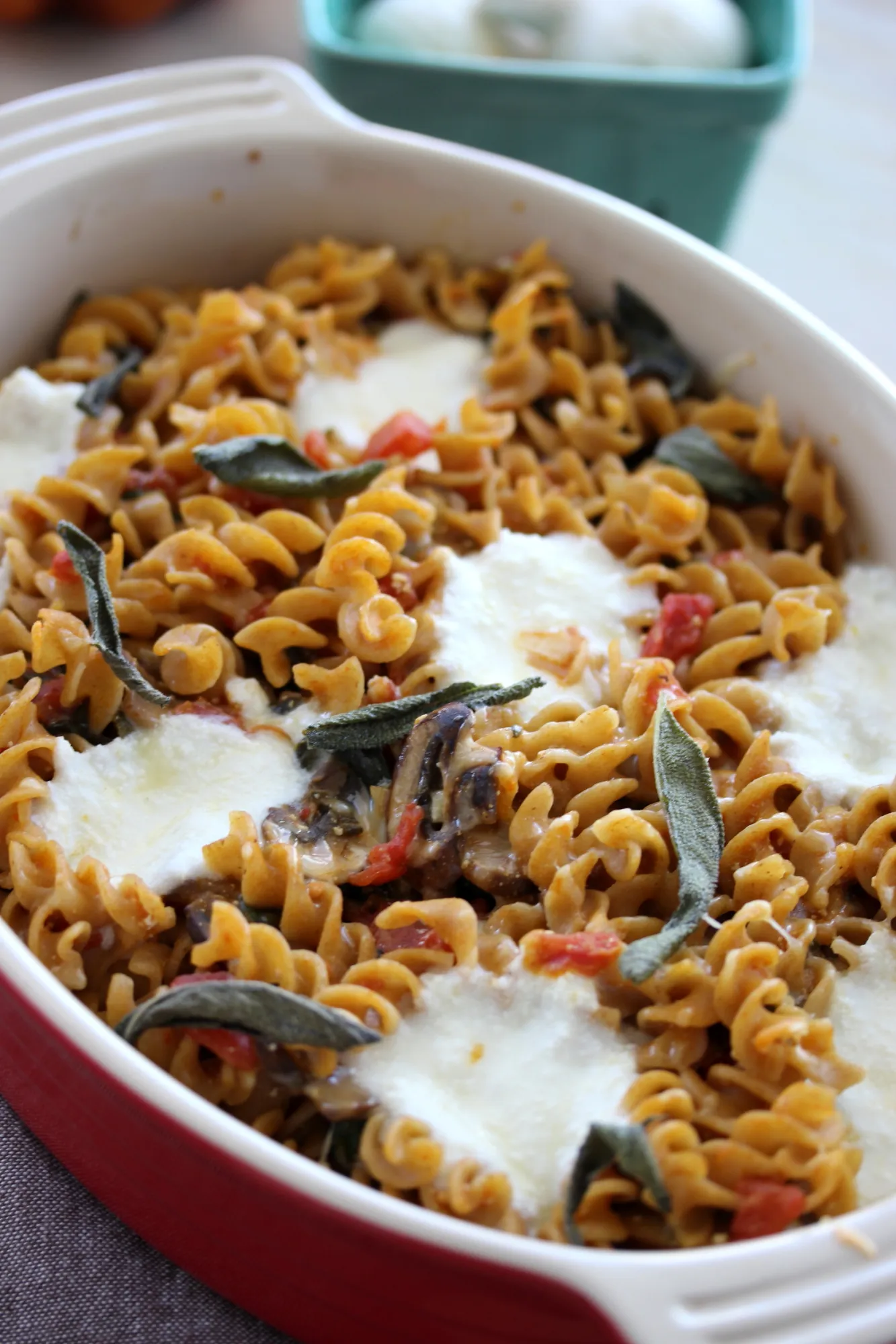 Lightened Tomato Ricotta Pasta Bake