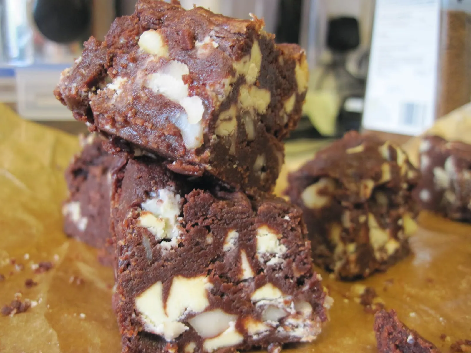 Lightening Fast Macadamia and White Chocolate Brownies